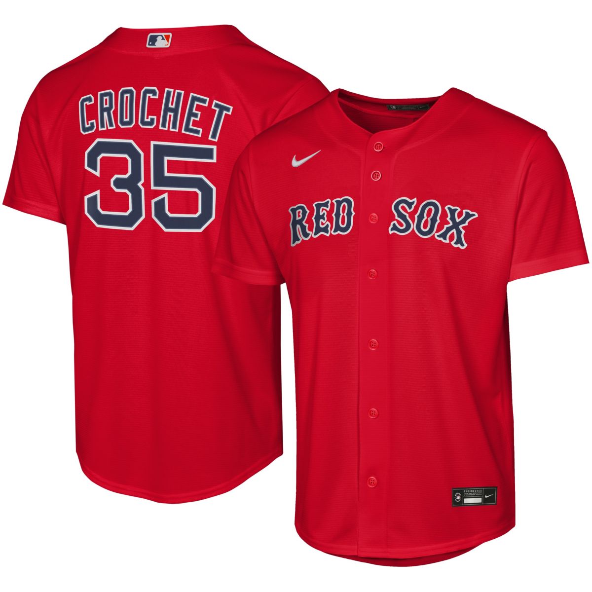Nike Youth Boston Red Sox Garrett Crochet #35 Red Home T-Shirt