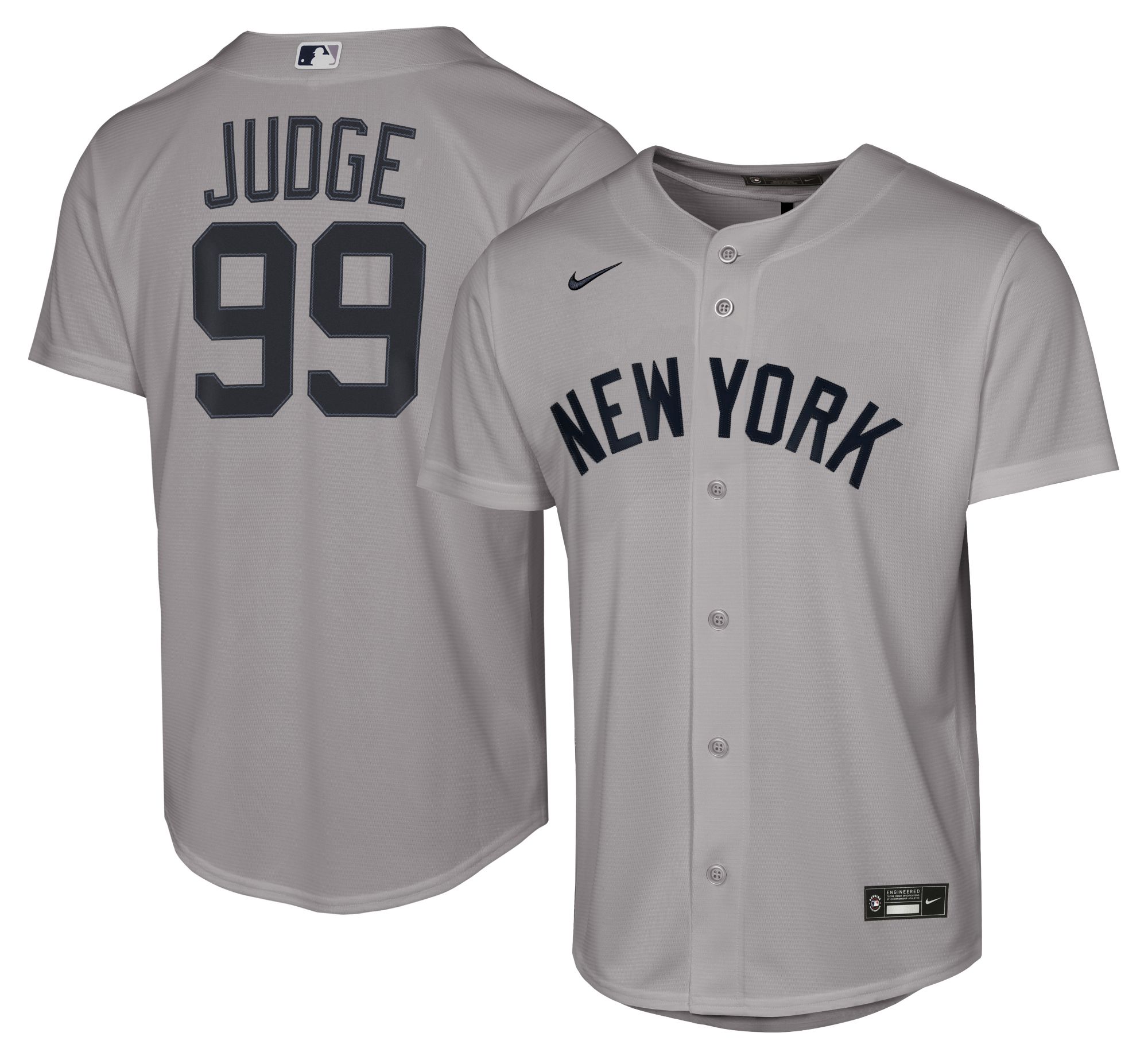 Nike Youth New York Yankees Aaron Judge #99 Gray Baseline Road Replica Jersey