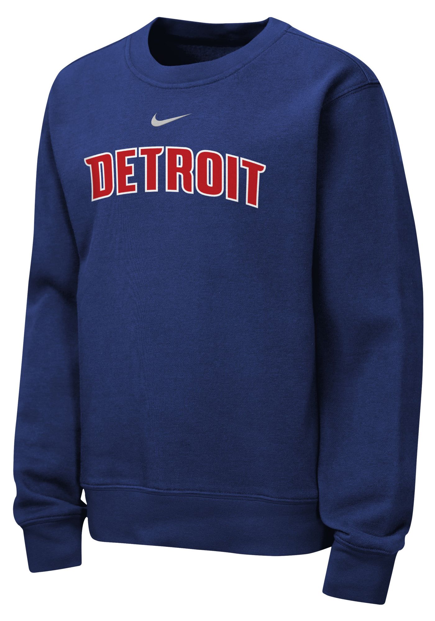 Nike Youth Detroit Pistons Blue Wordmark Club Fleece Crewneck Sweatshirt