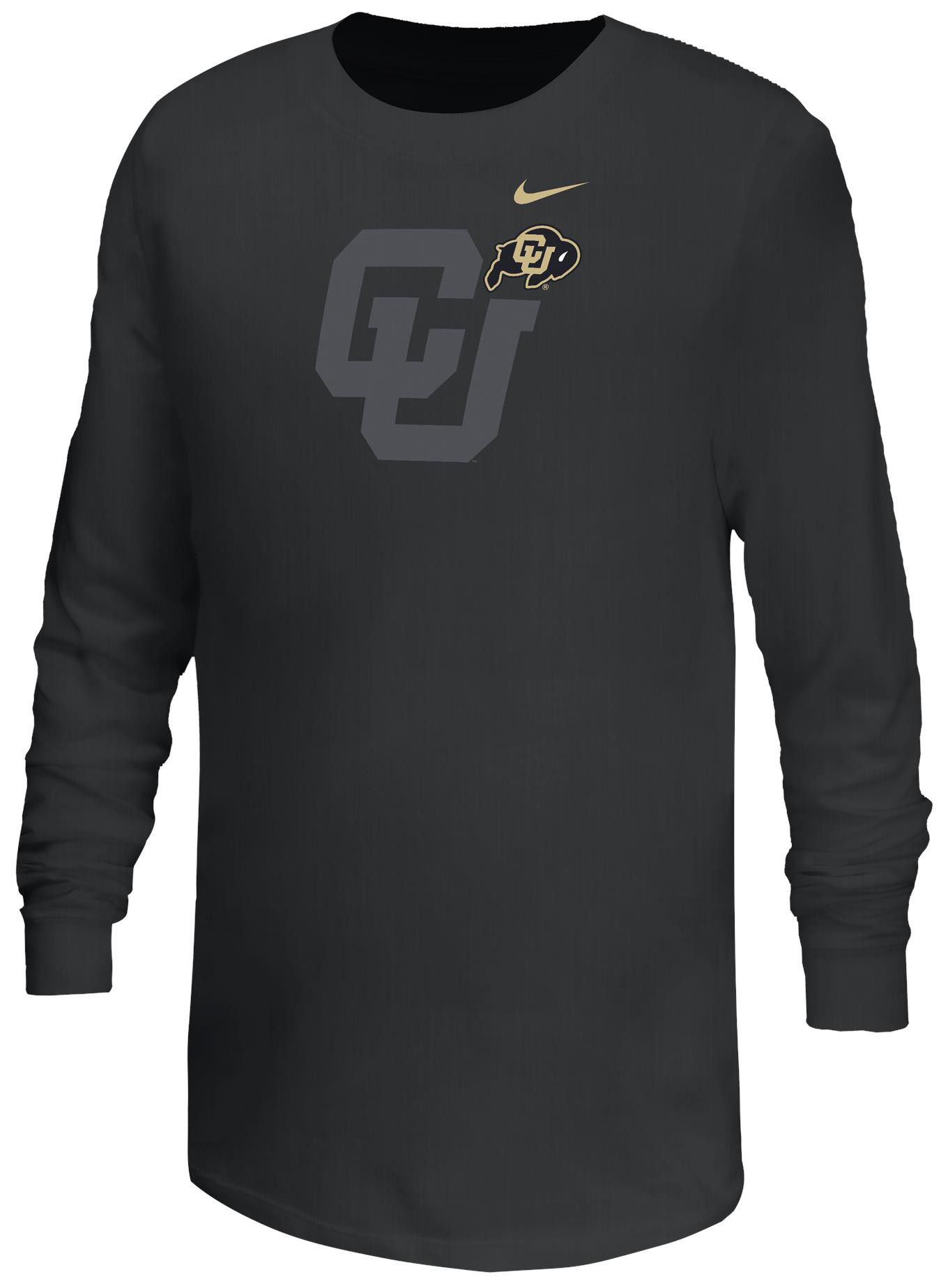 Nike Youth Colorado Buffaloes Black Core Cotton Mascot Logo Long Sleeve T-Shirt
