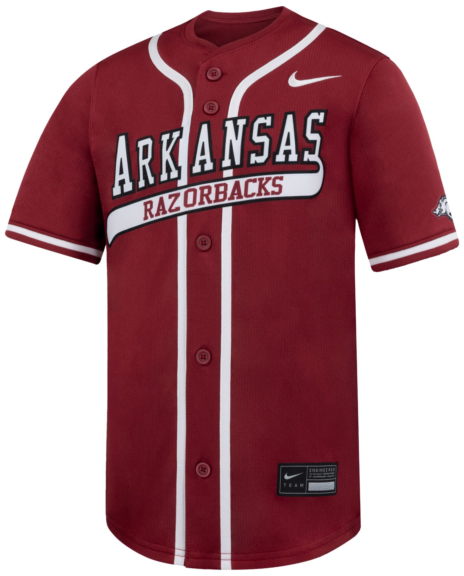 Nike Youth Arkansas Razorbacks Crimson Full Button Replica Baseball Jersey