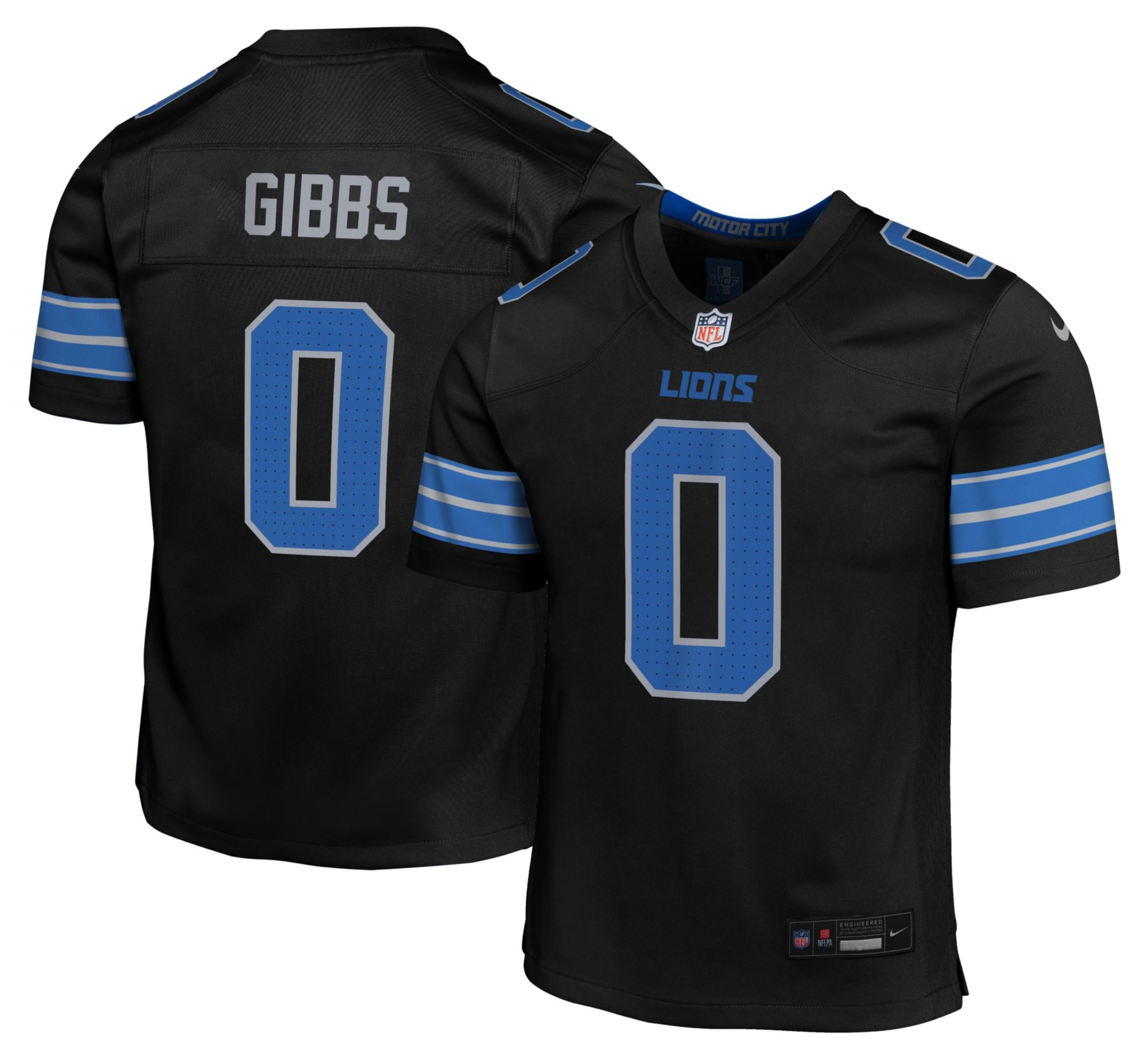 Nike Youth Detroit Lions Jahmyr Gibbs #0 Black Game Alternate Jersey