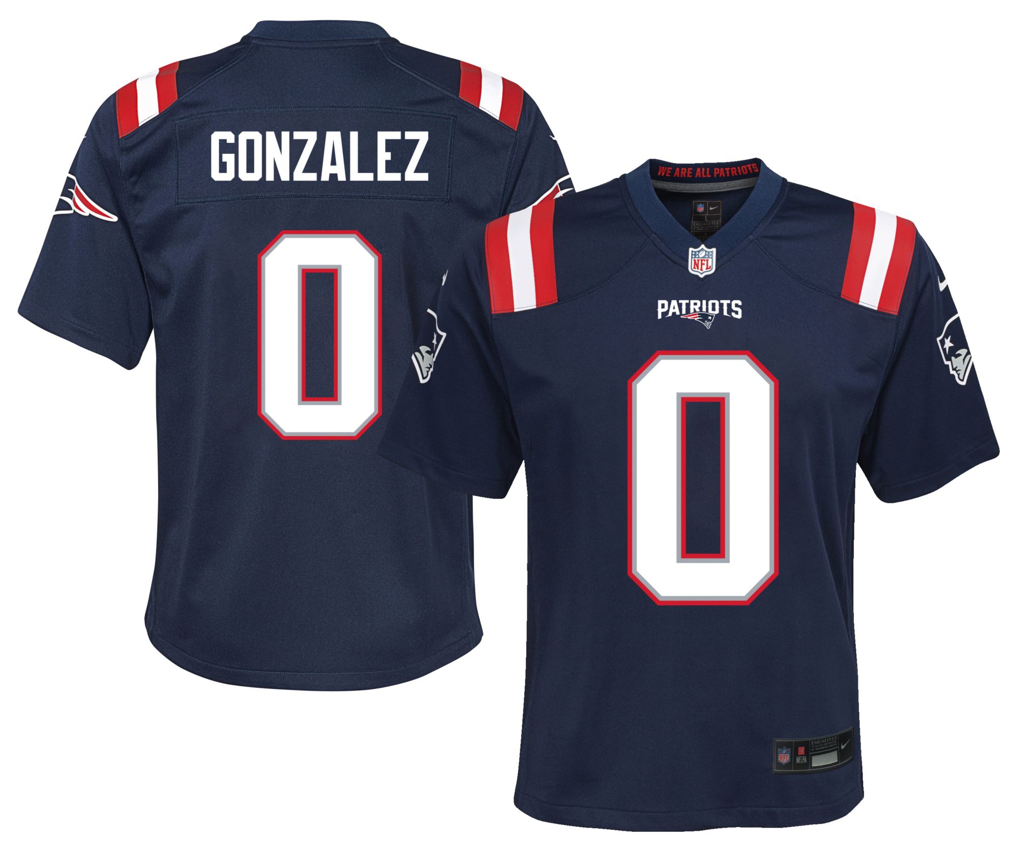 Nike Youth New England Patriots Christian Gonzalez #0 Navy Home Game Jersey