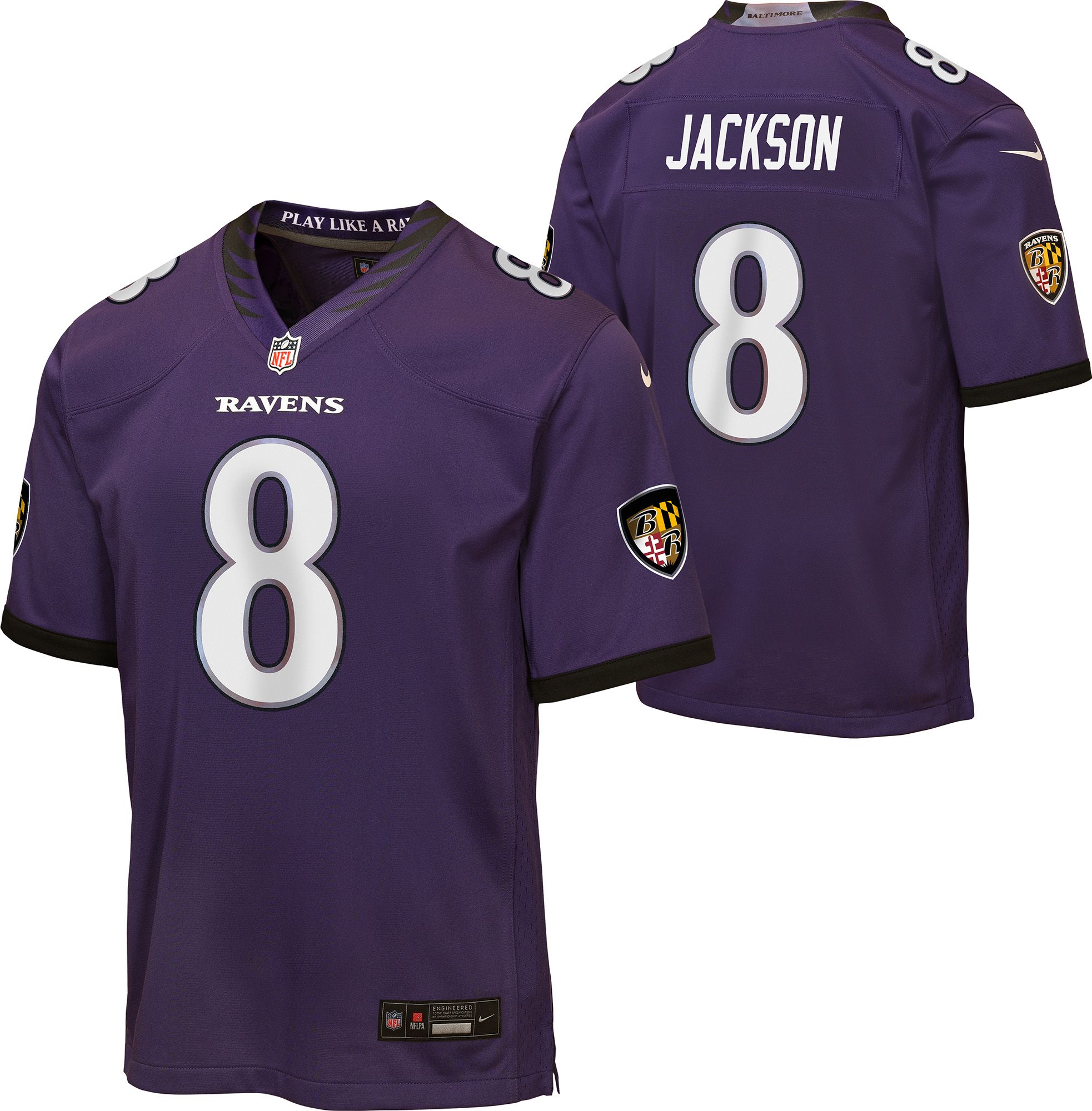 Nike Youth Baltimore Ravens Lamar Jackson #8 Purple Home Game Jersey