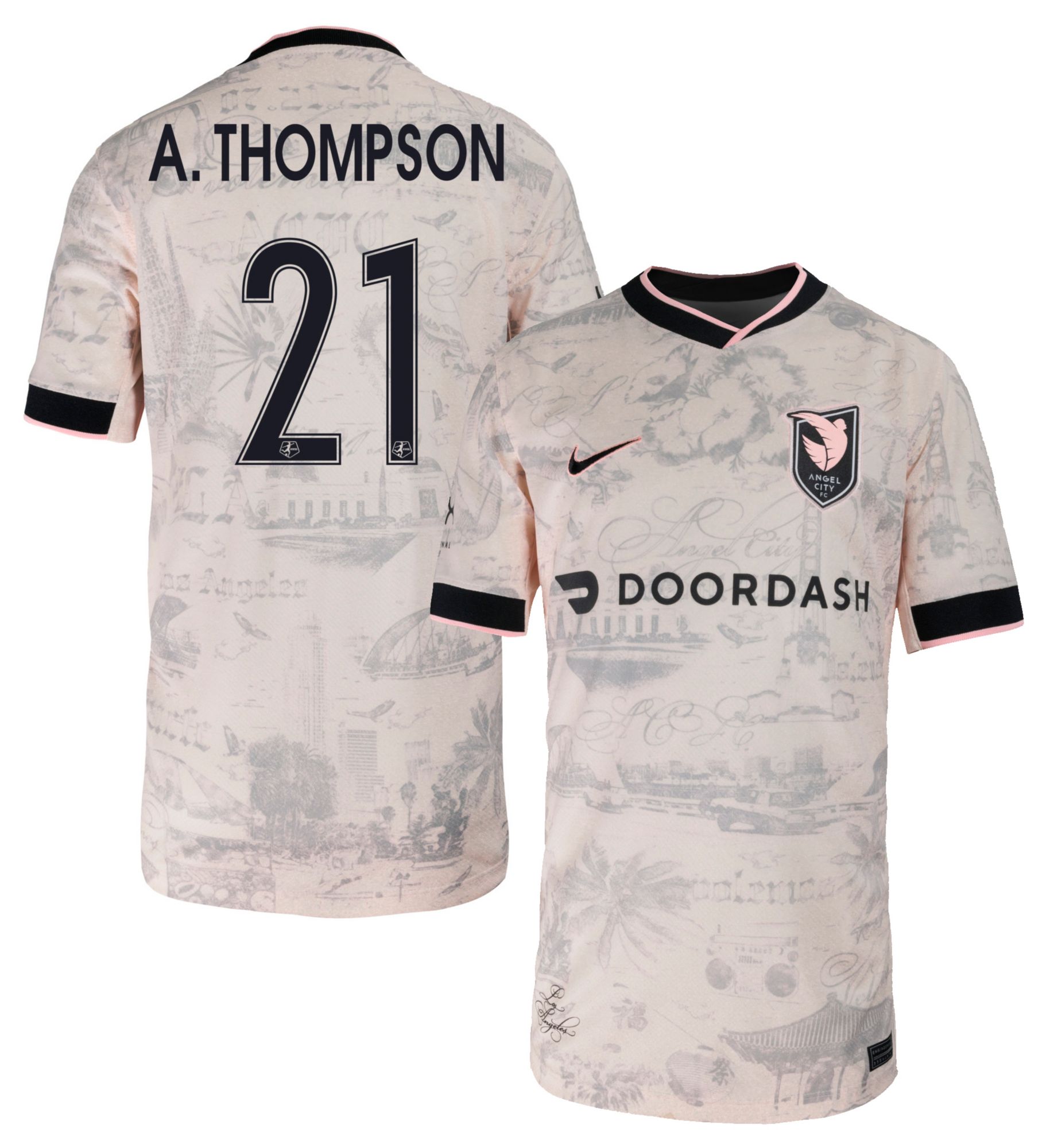 Nike Youth Angel City FC Alyssa Thompson #21 Red Away Replica Jersey