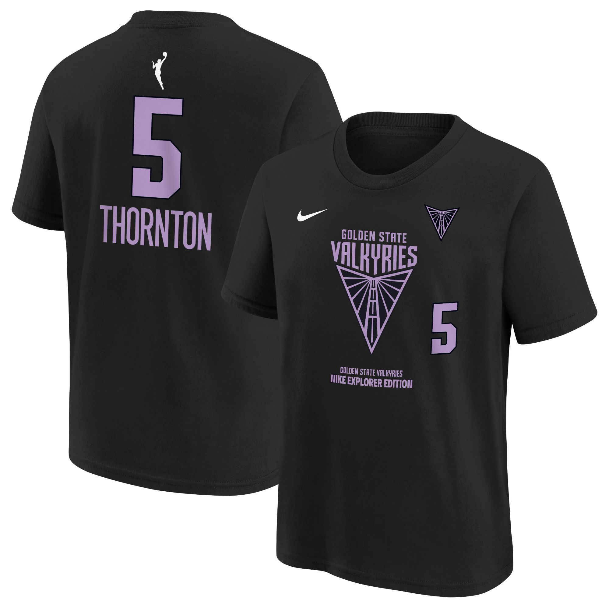 Nike Youth Golden State Valkyries Kayla Thornton #5 Black Explorer T-Shirt