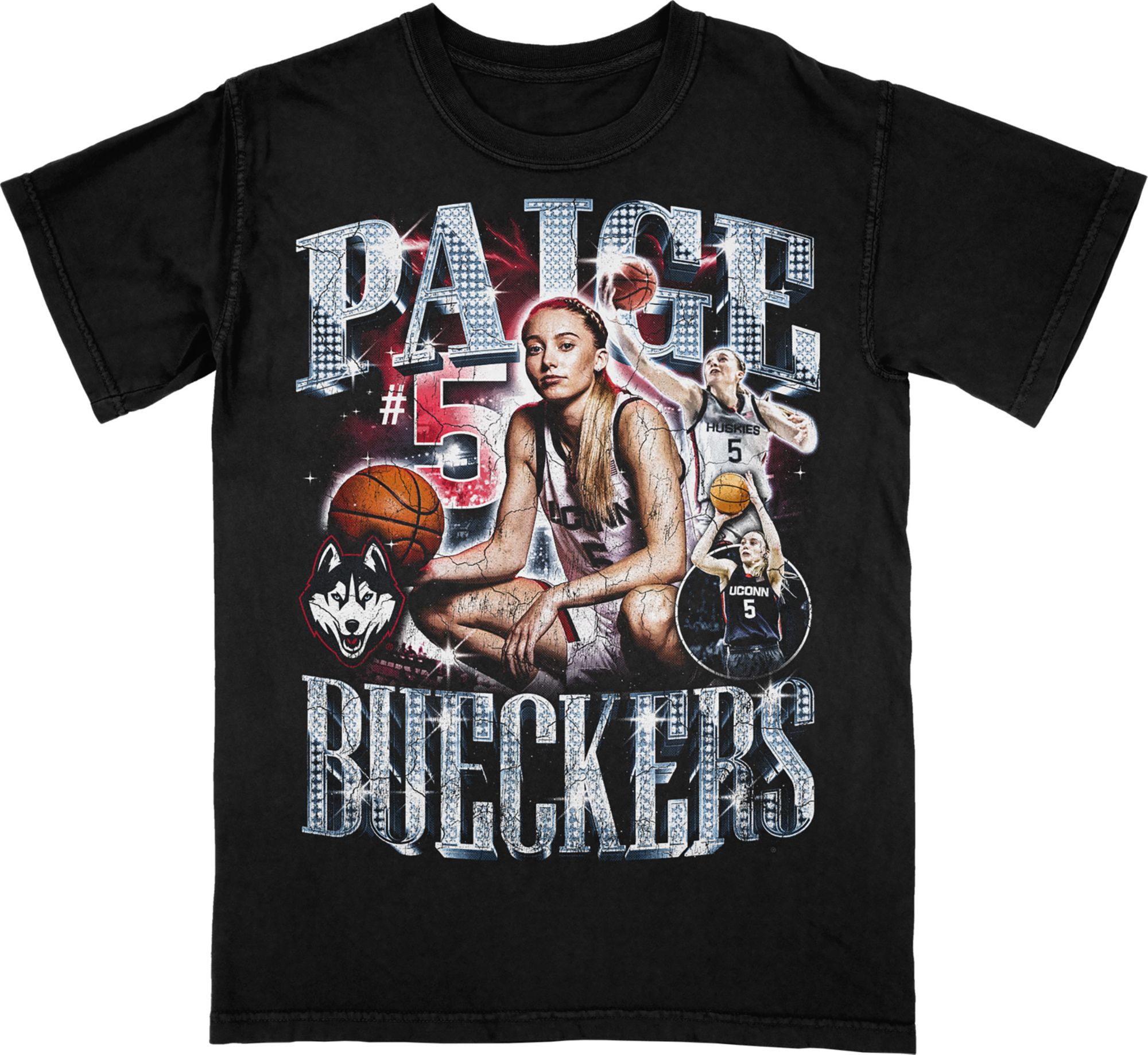 Campus Ink Men's UConn Huskies Paige Bueckers #5 Black T-Shirt
