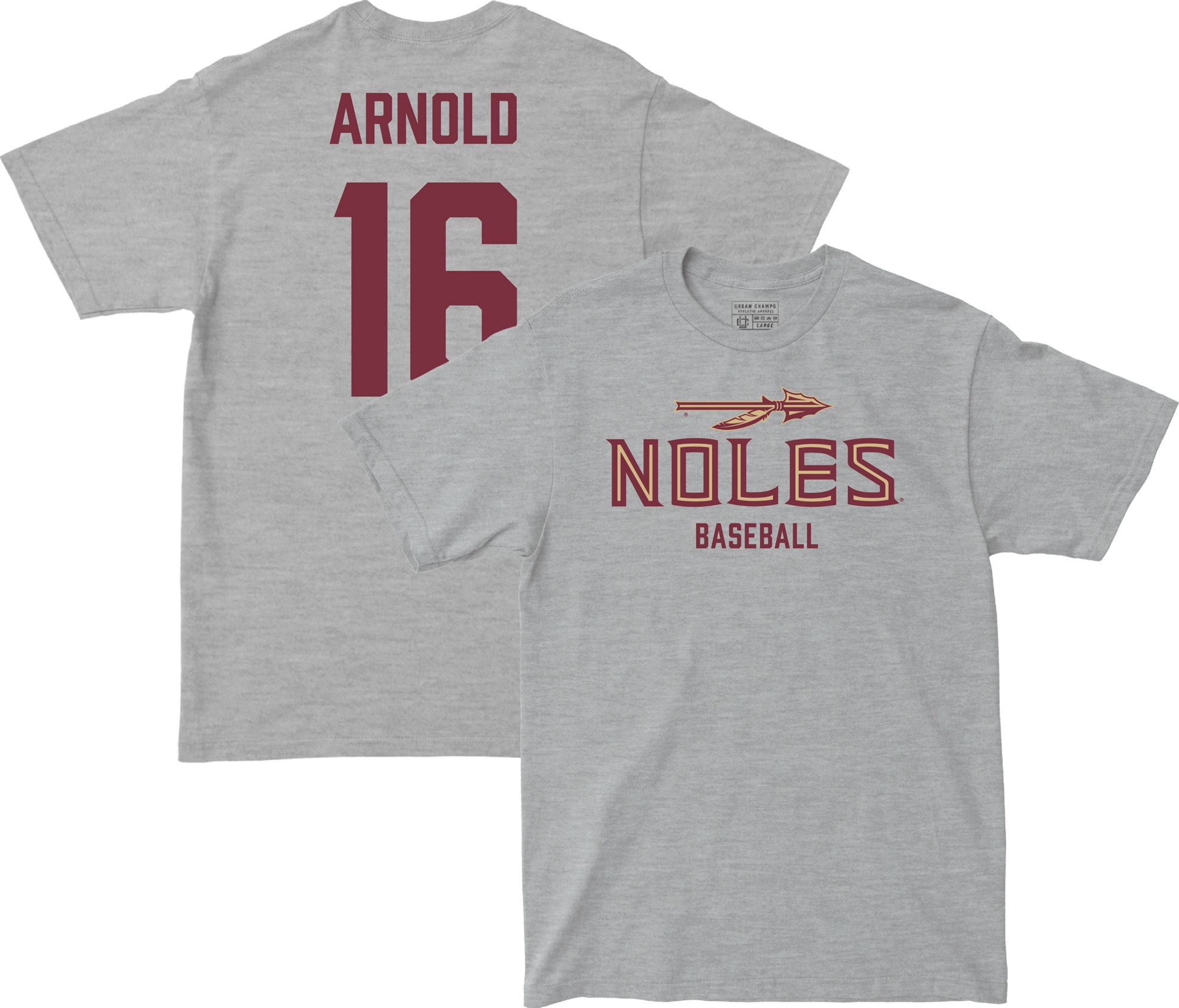 Campus Ink Men's Florida State Seminoles Jamie Arnold #16 Grey T-Shirt