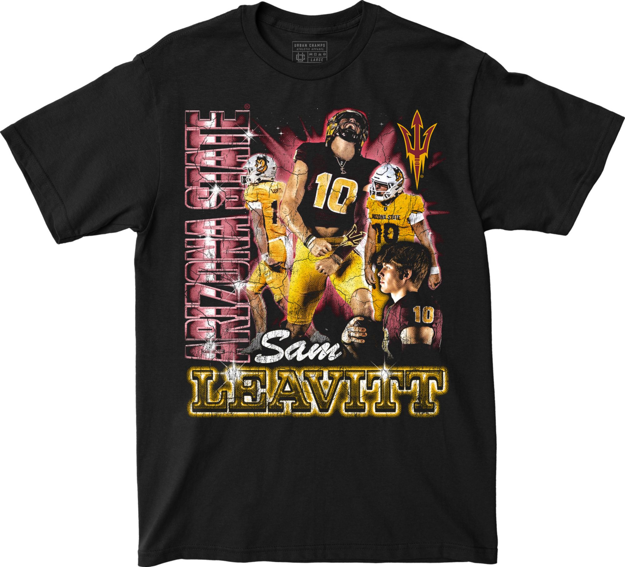 Campus Ink Men's Arizona State Sun Devils Sam Leavitt #10 Black 90 T-Shirt