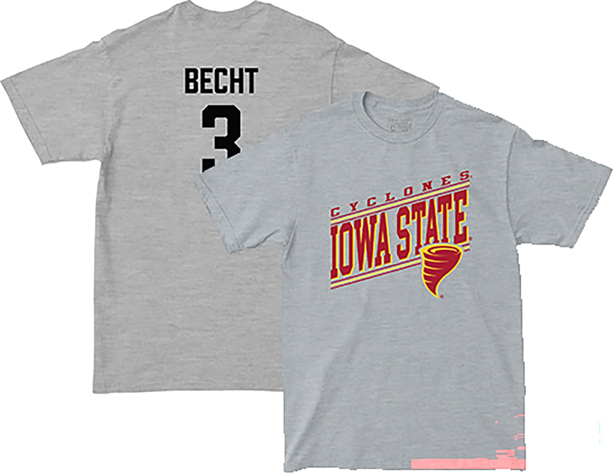 Campus Ink Men's Iowa State Cyclones Rocco Becht #3 Grey Vintage T-Shirt