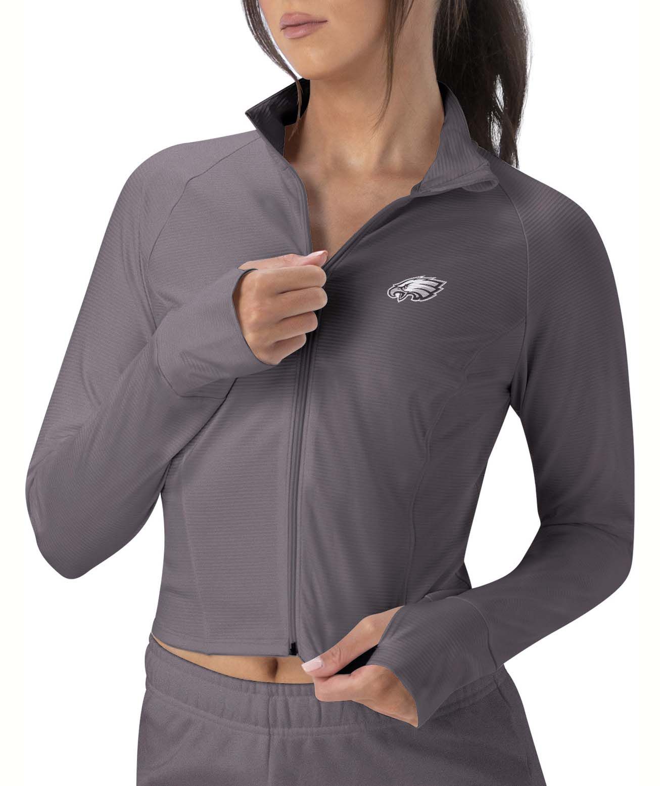 Certo Women's Philadelphia Eagles Dark Haze Cropped Rib Jacket