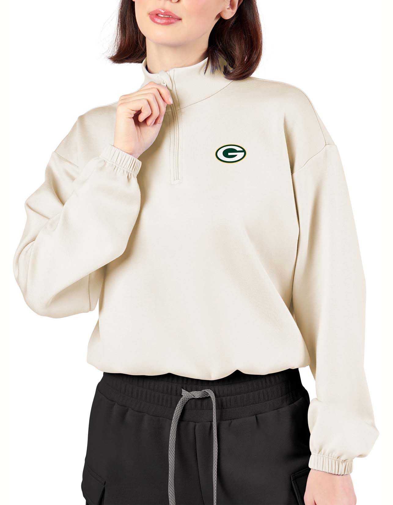 Certo Women's Green Bay Packers Bone Cropped 1/4 Sleeve Shirt