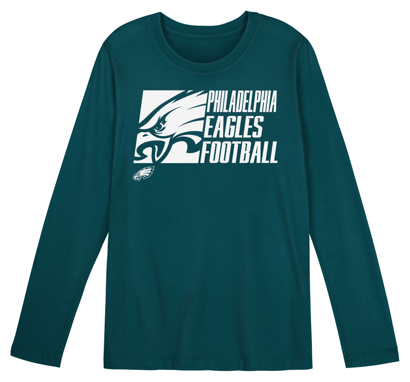NFL Team Apparel Boys' Philadelphia Eagles Green Post Game Long Sleeve Shirt