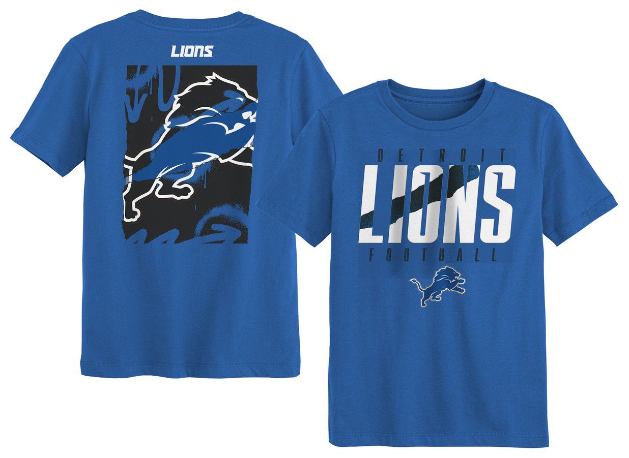 NFL Team Apparel Boys' Detroit Lions Blue Spark 4-7 Posterize Short Sleeve T-Shirt