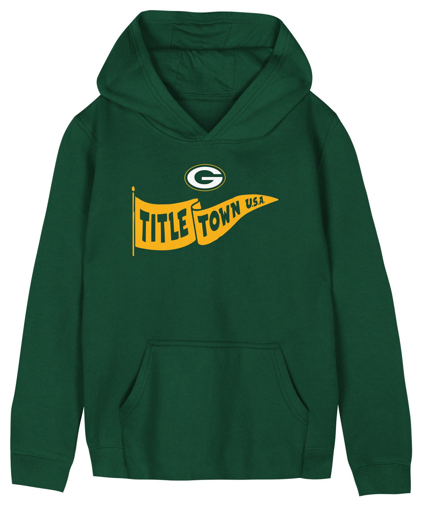 NFL Team Apparel Boys' Green Bay Packers Hunter 4-7 Team Spirit Pullover Hoodie