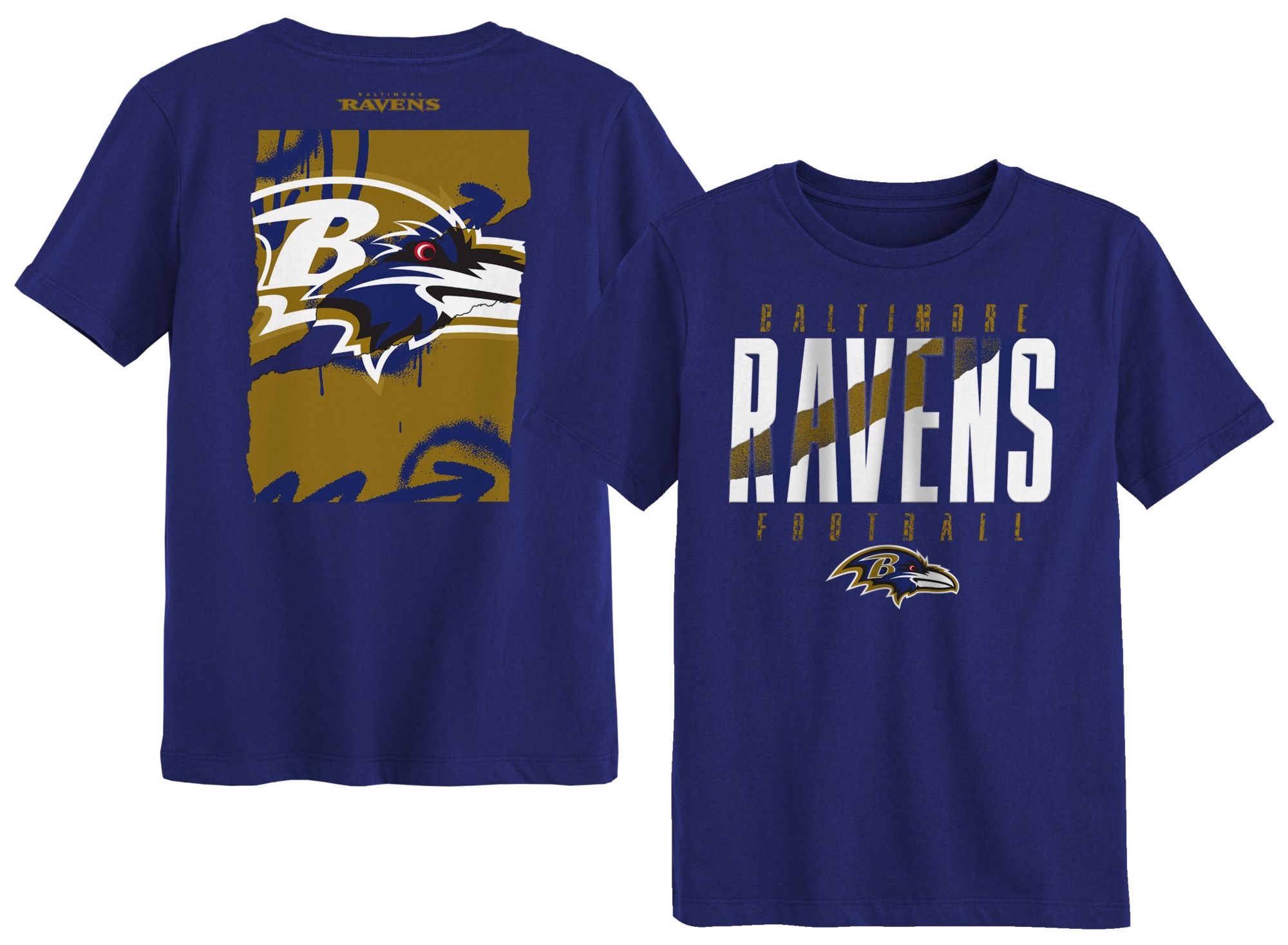 NFL Team Apparel Boys' Baltimore Ravens Purple 4-7 Posterize Short Sleeve T-Shirt