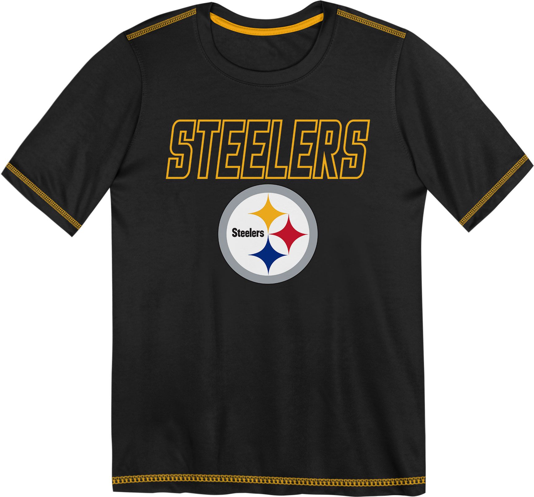 NFL Team Apparel Boys' Pittsburgh Steelers Black Hyped Up T-Shirt