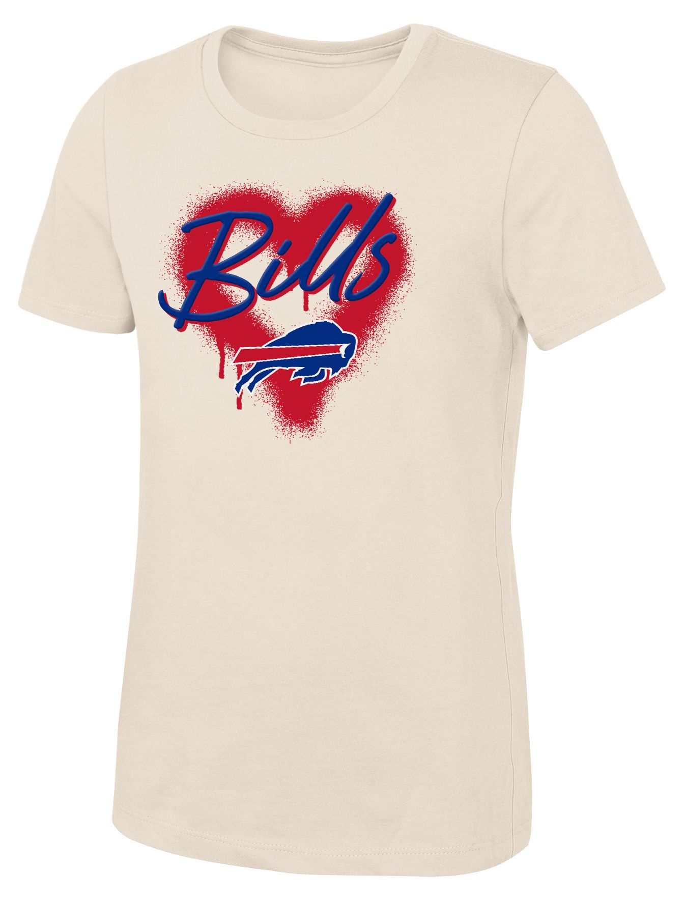 NFL Team Apparel Girls' Buffalo Bills Natural Spray Heart T-Shirt