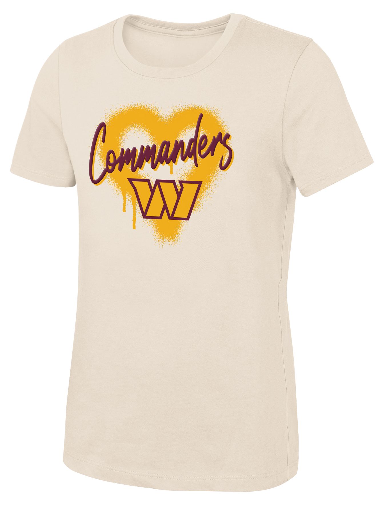 NFL Team Apparel Girls' Washington Commanders Natural Spray Heart T-Shirt