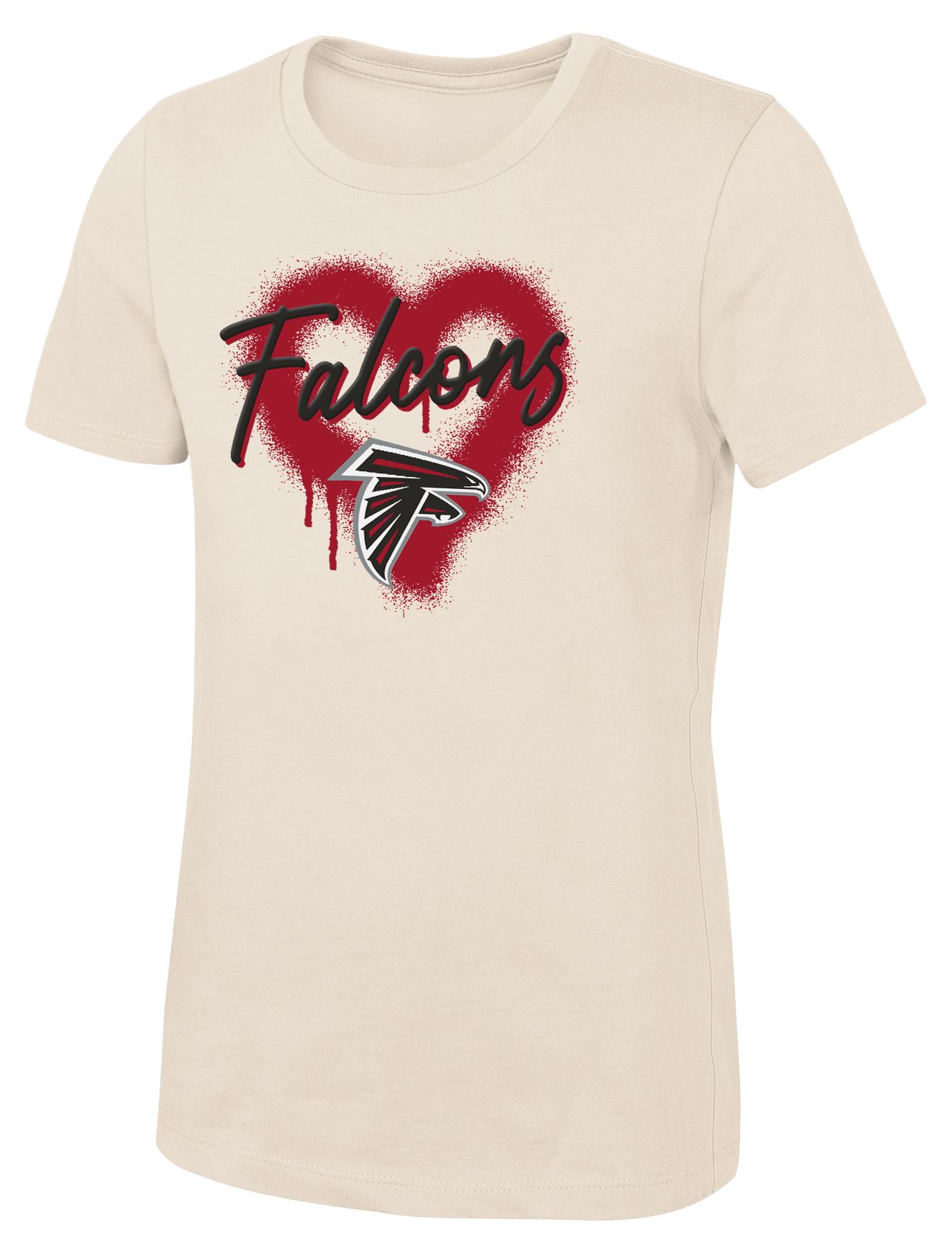 NFL Team Apparel Girls' Atlanta Falcons Natural Spray Heart T-Shirt