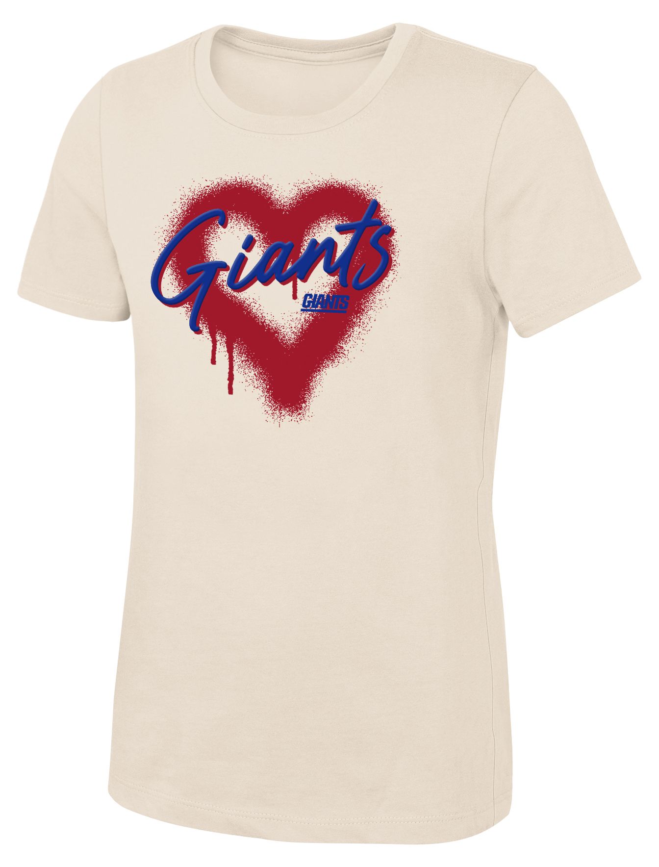 NFL Team Apparel Girls' New York Giants Natural Spray Heart T-Shirt