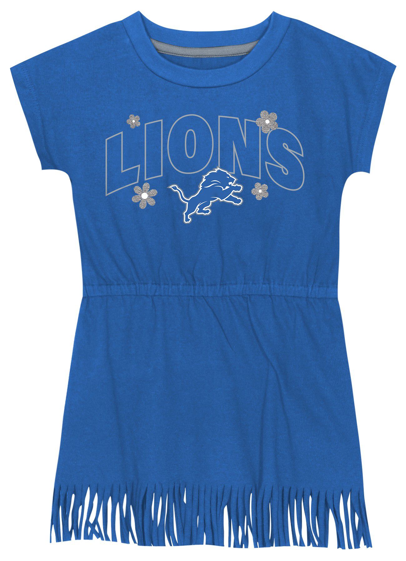 NFL Team Apparel Girls' Detroit Lions Blue Fringe Dress
