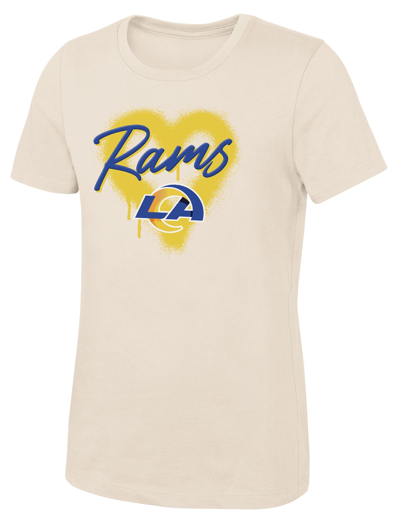 NFL Team Apparel Girls' Los Angeles Rams Natural Spray Heart T-Shirt
