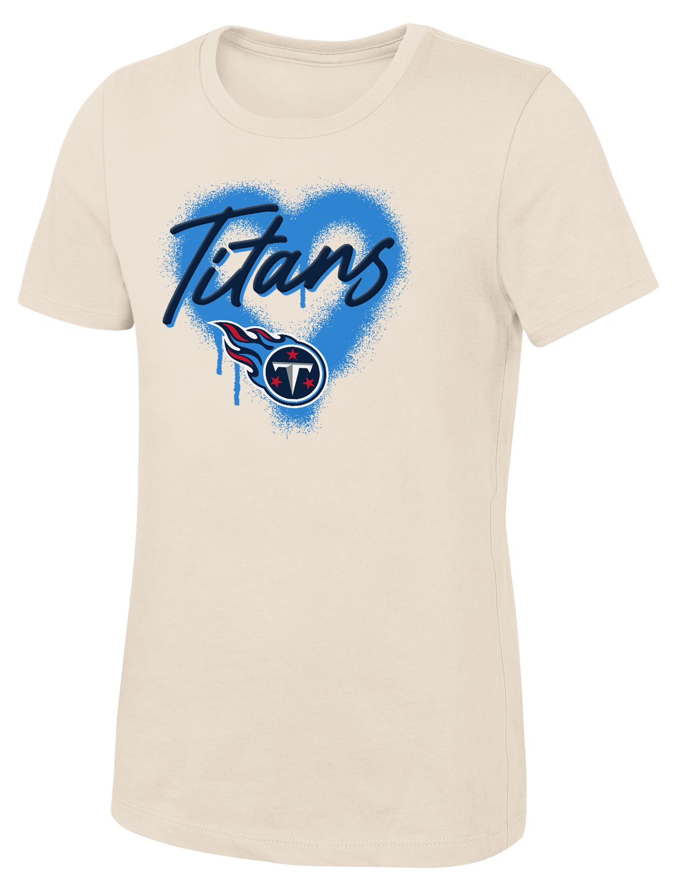 NFL Team Apparel Girls' Tennessee Titans Natural Spray Heart T-Shirt