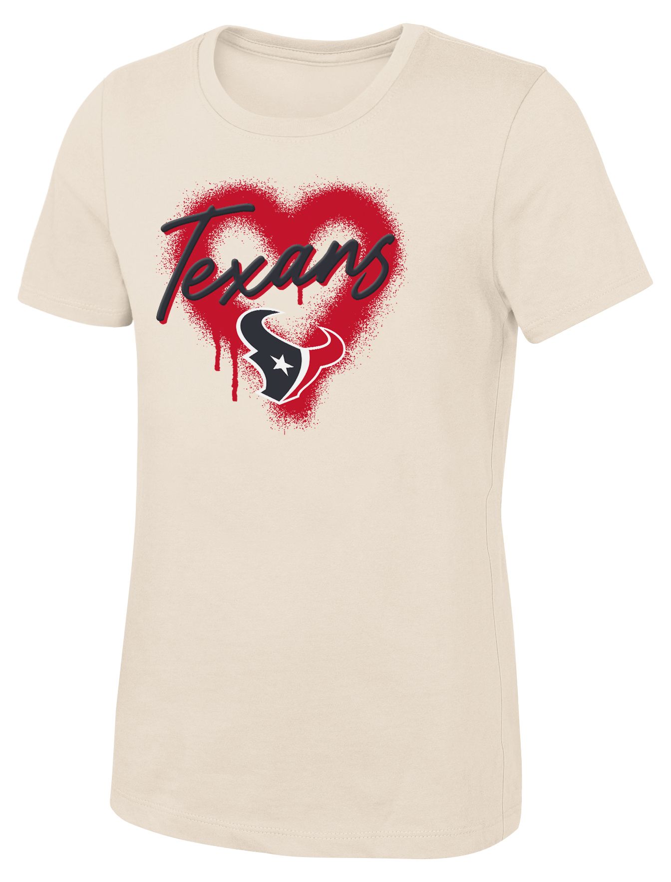 NFL Team Apparel Girls' Houston Texans Natural Spray Heart T-Shirt