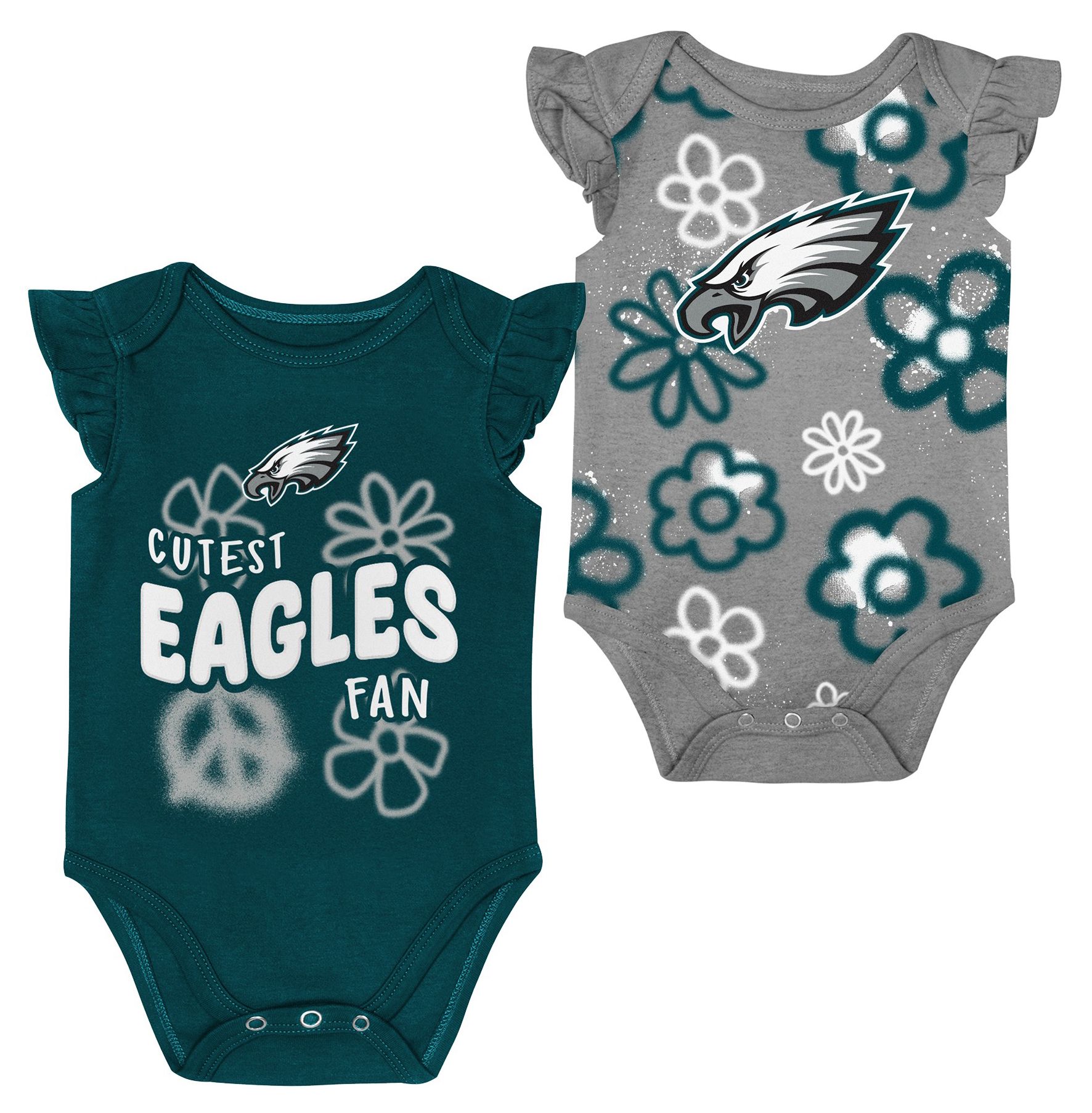 NFL Team Apparel Infant Philadelphia Eagles Midnight Green Newborn Heart Content 2-Piece Set