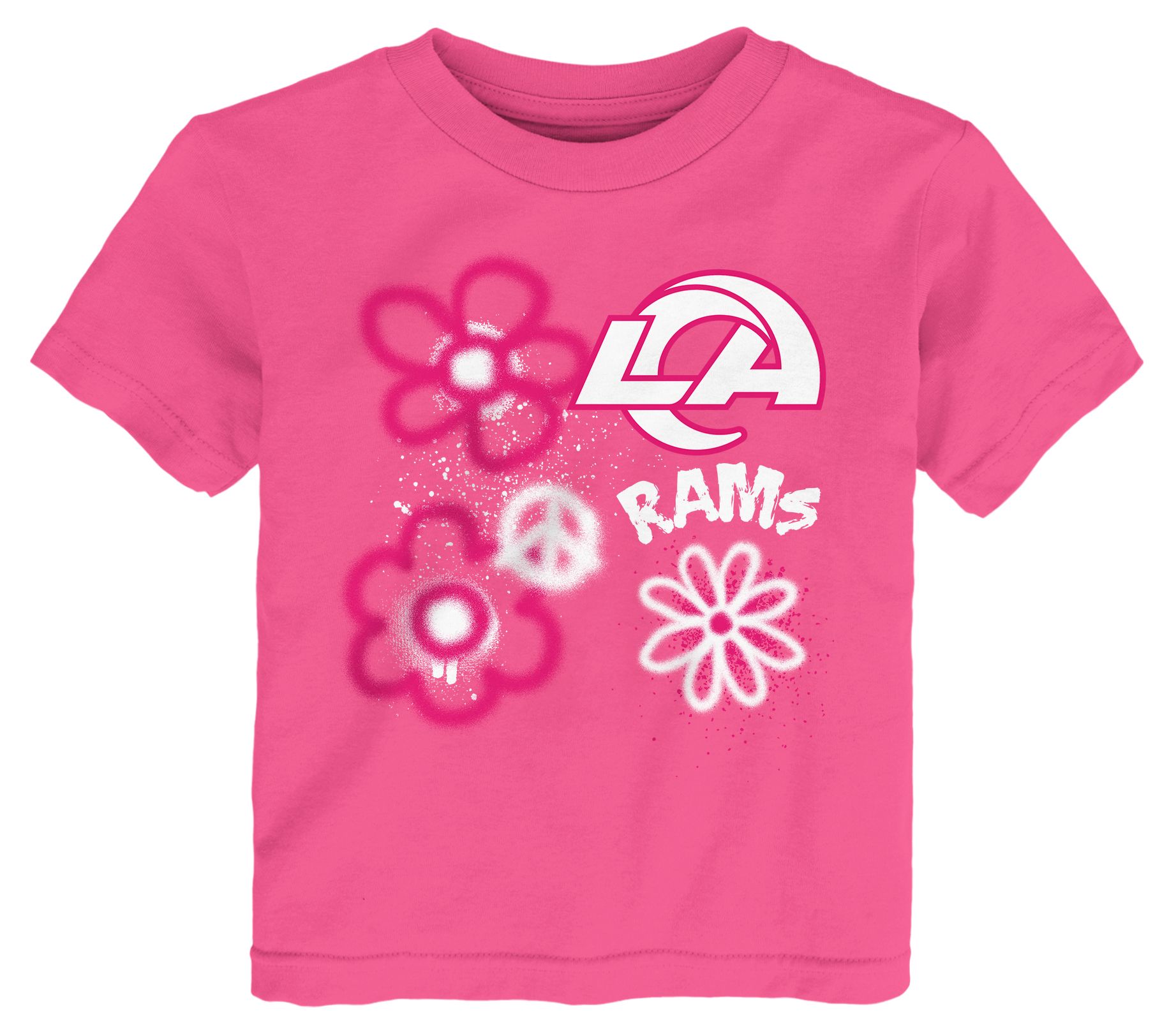 NFL Team Apparel Toddler Los Angeles Rams Pink Flower Power T-Shirt