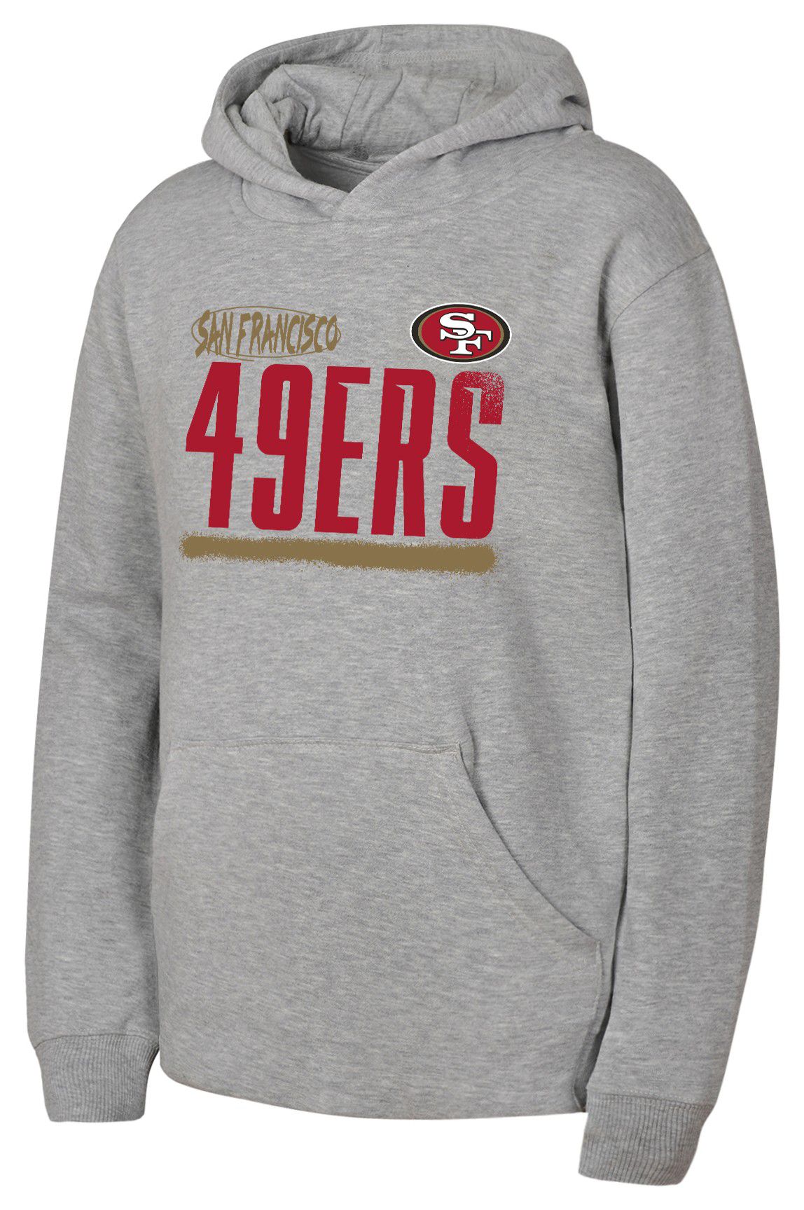 NFL Team Apparel Youth San Francisco 49ers Heather Grey Gameday Spray Pullover Hoodie