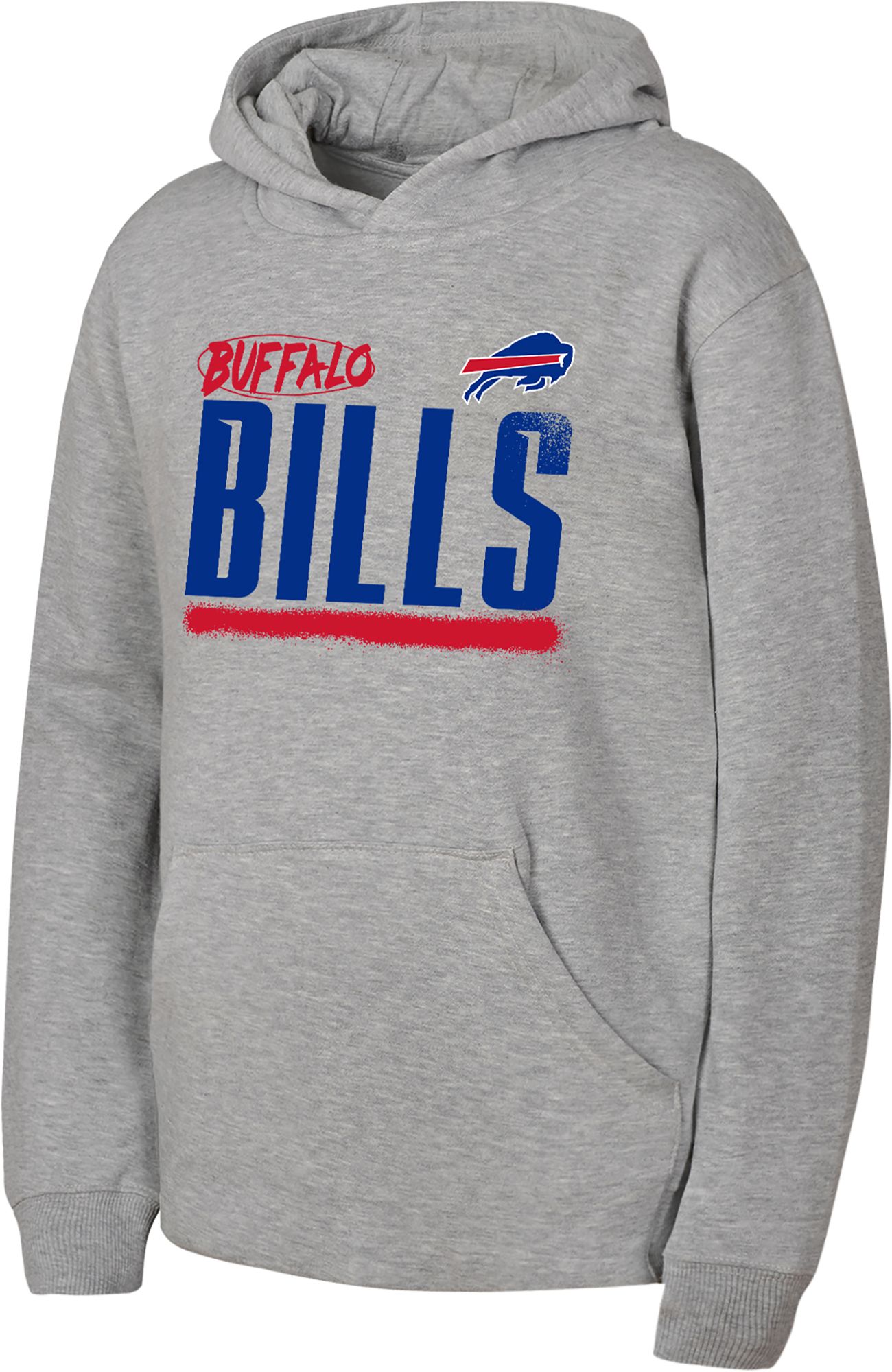 NFL Team Apparel Youth Buffalo Bills Heather Grey Gameday Spray Pullover Hoodie