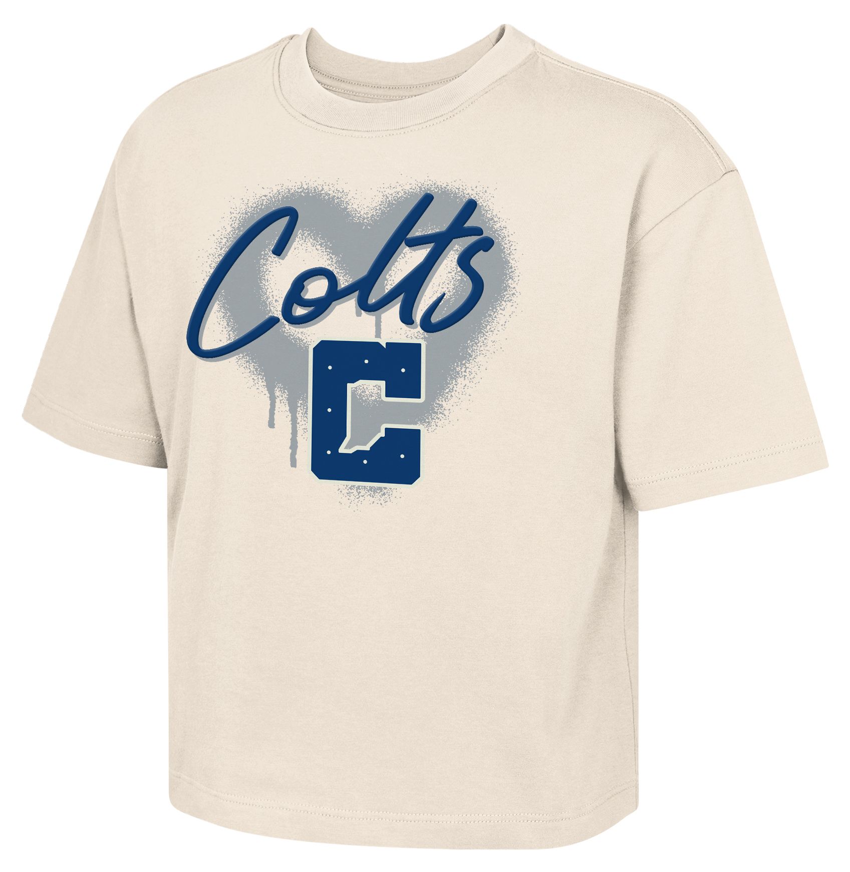 NFL Team Apparel Youth Indianapolis Colts Natural Spray Heart Boxy T-Shirt