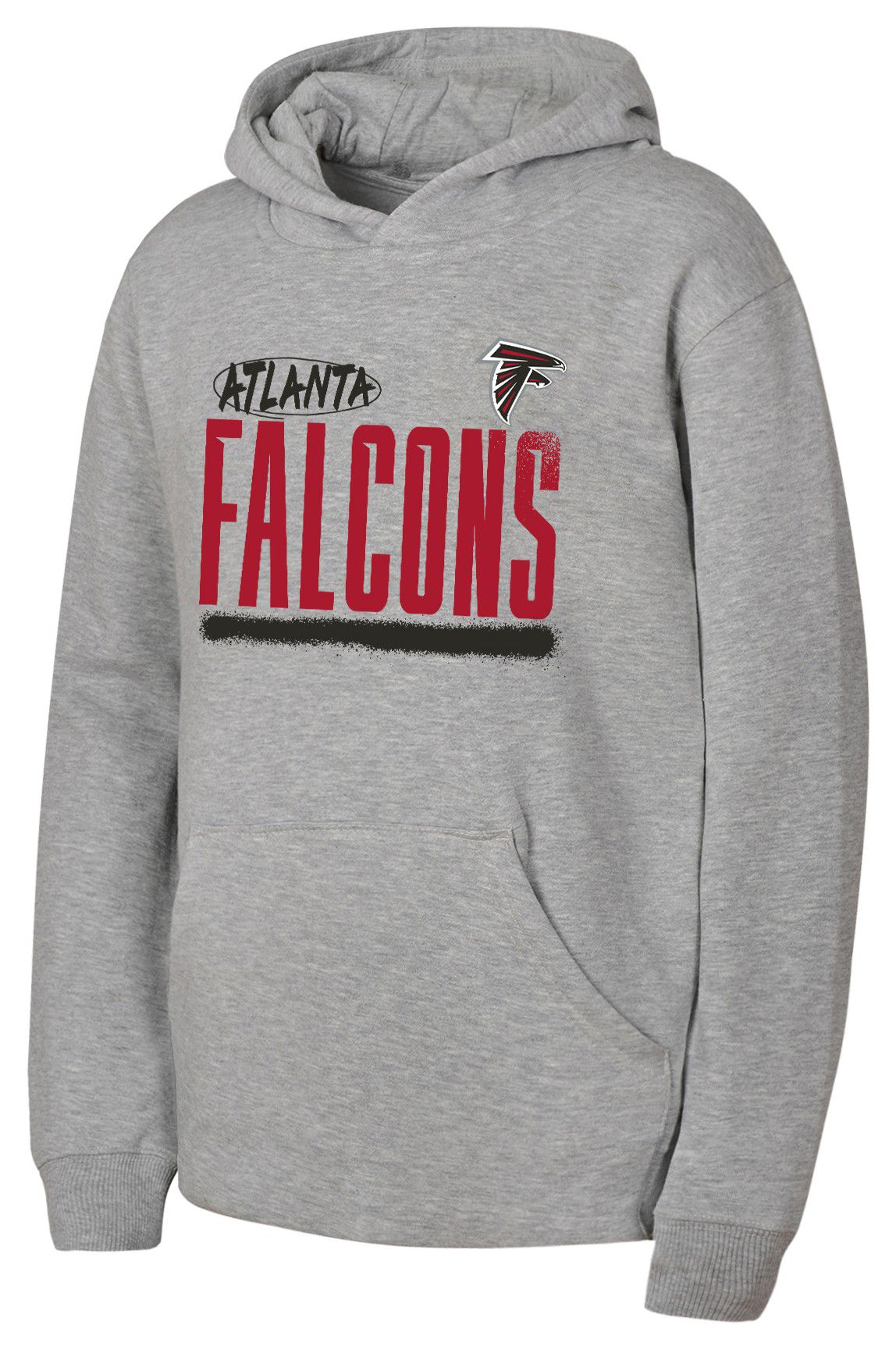 NFL Team Apparel Youth Atlanta Falcons Heather Grey Gameday Spray Pullover Hoodie
