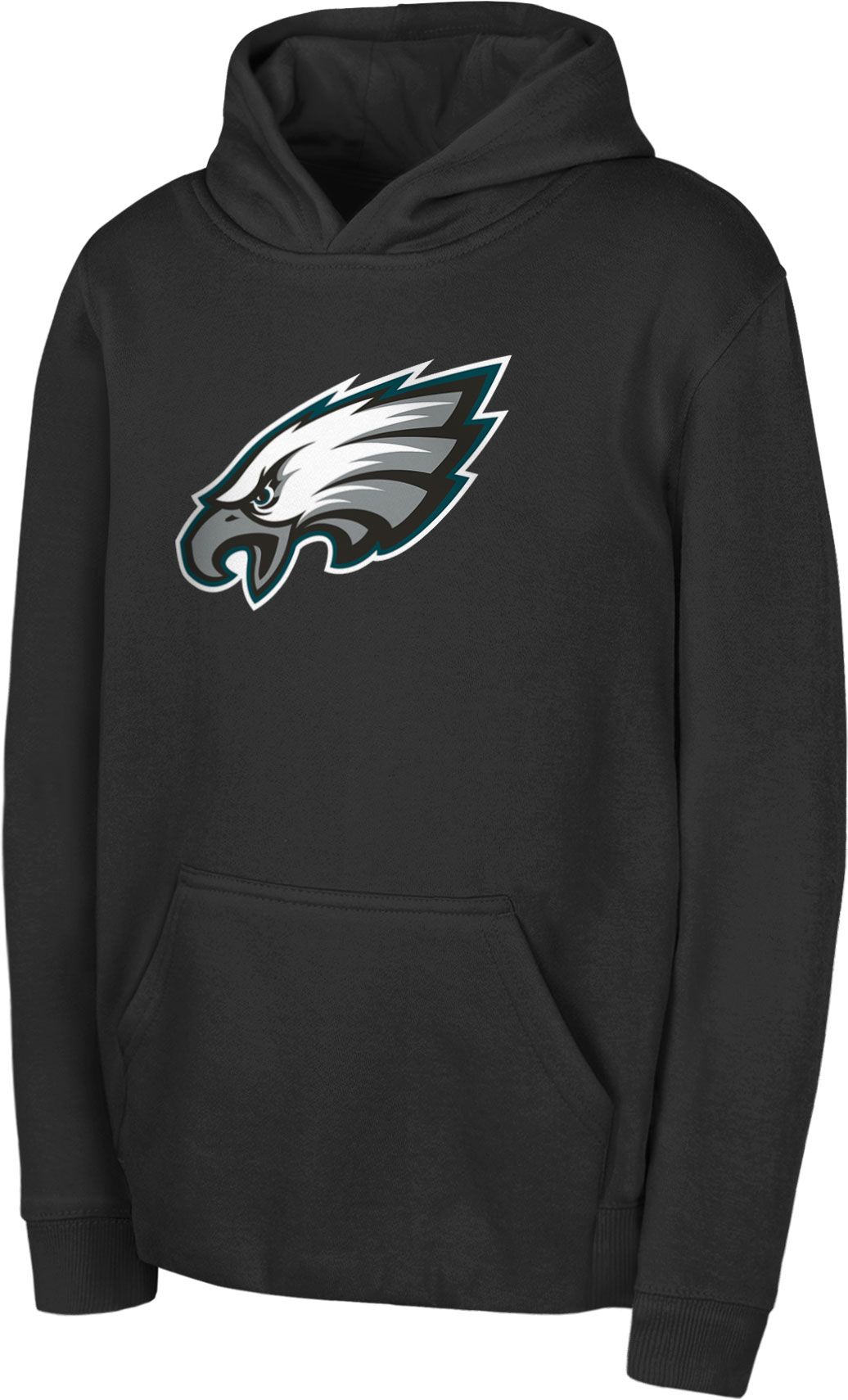 NFL Team Apparel Youth Philadelphia Eagles Black Logo Pullover Hoodie