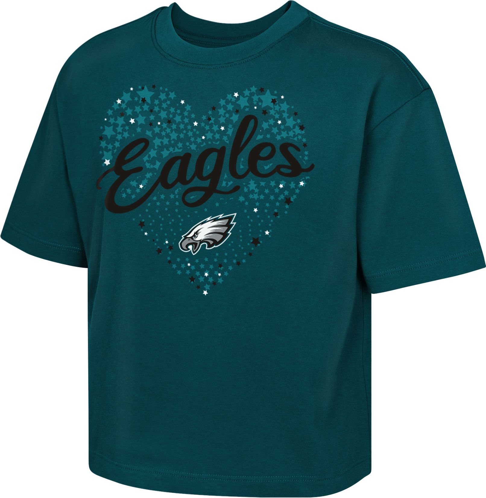 NFL Team Apparel Girl's Philadelphia Eagles Love Star Sport Teal T-Shirt