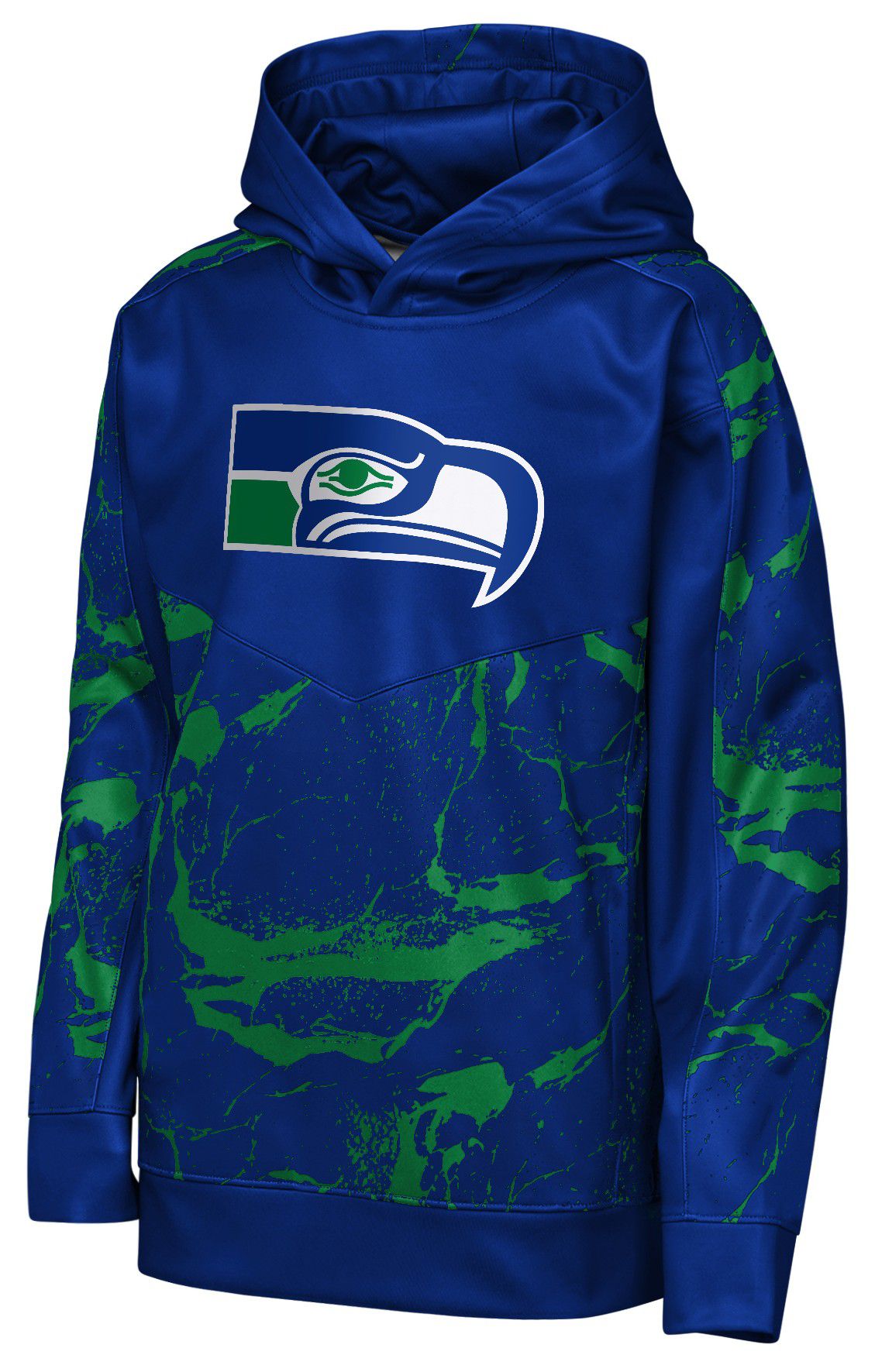NFL Team Apparel Youth Seattle Seahawks Blue Offensive Line Throwback Pullover Hoodie
