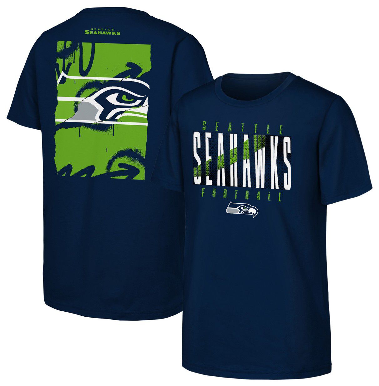 NFL Team Apparel Youth Seattle Seahawks Navy Posterize T-Shirt