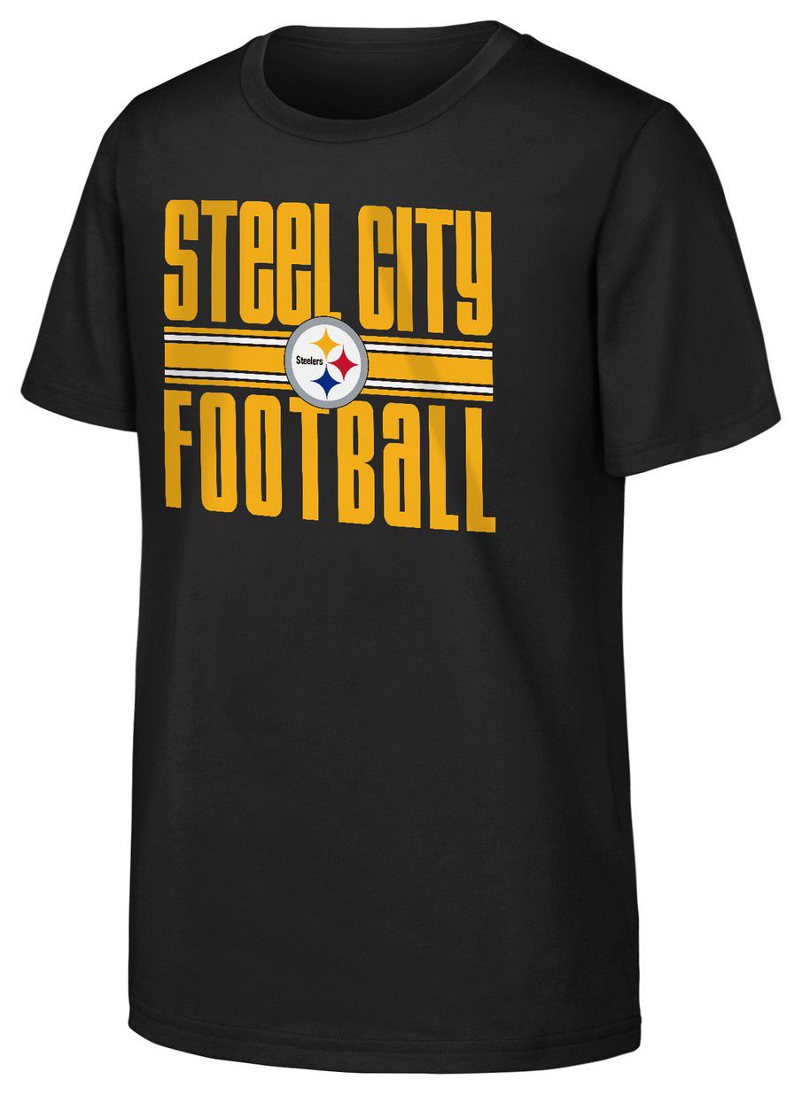 NFL Team Apparel Youth Pittsburgh Steelers Black Team Spirit T-Shirt