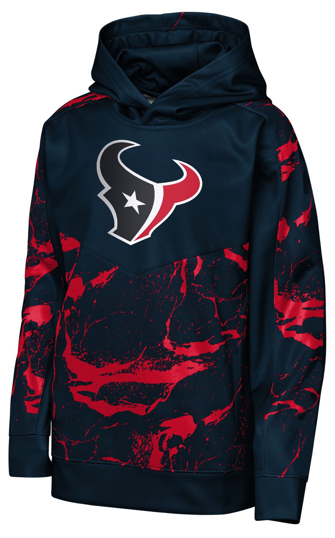 NFL Team Apparel Youth Houston Texans Navy Offensive Line Throwback Pullover Hoodie