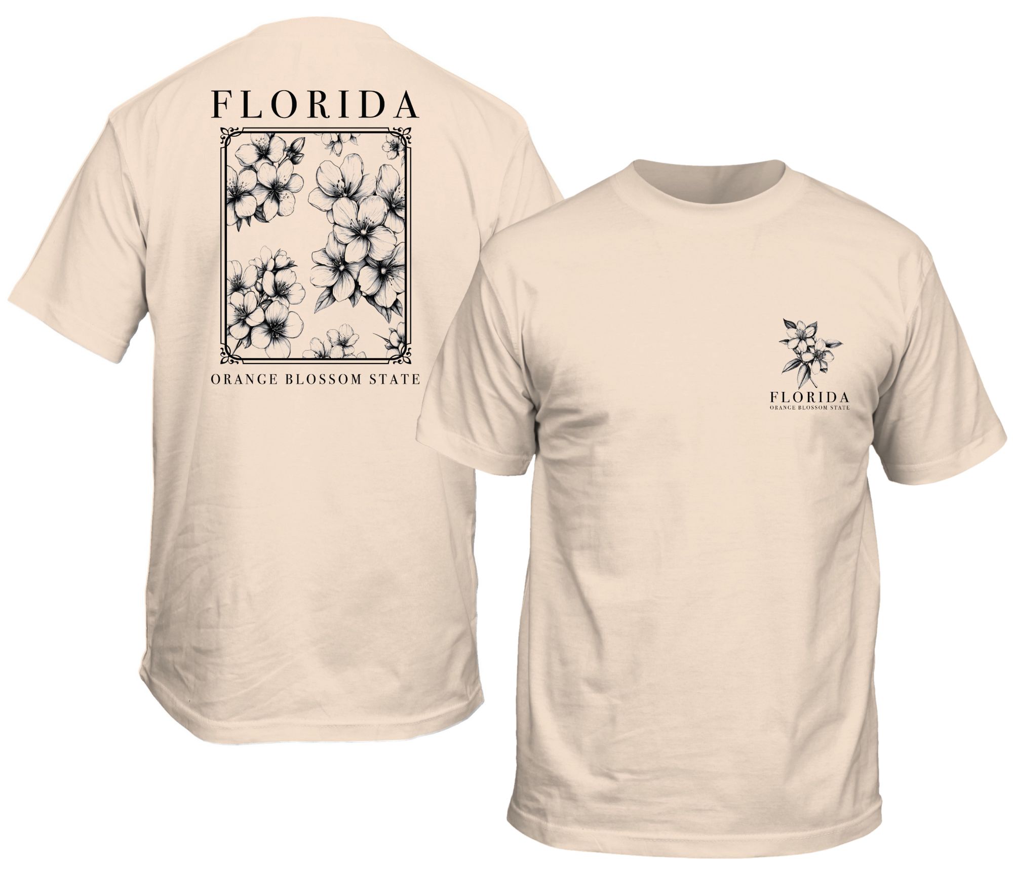New World Graphics Men's Florida Cream Flowers T-Shirt