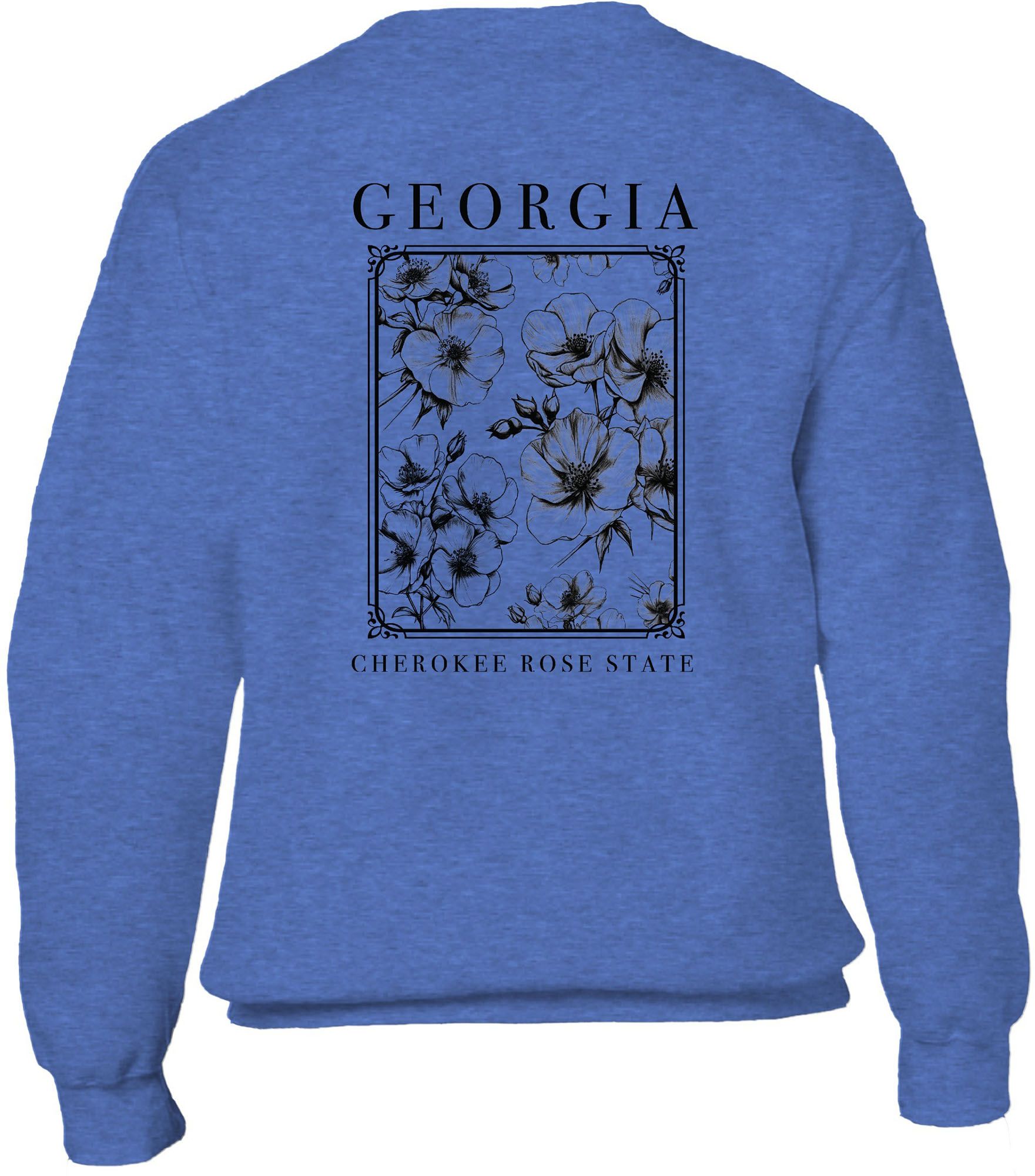 New World Graphics Adult Georgia State Blue Flowers Crewneck Sweatshirt