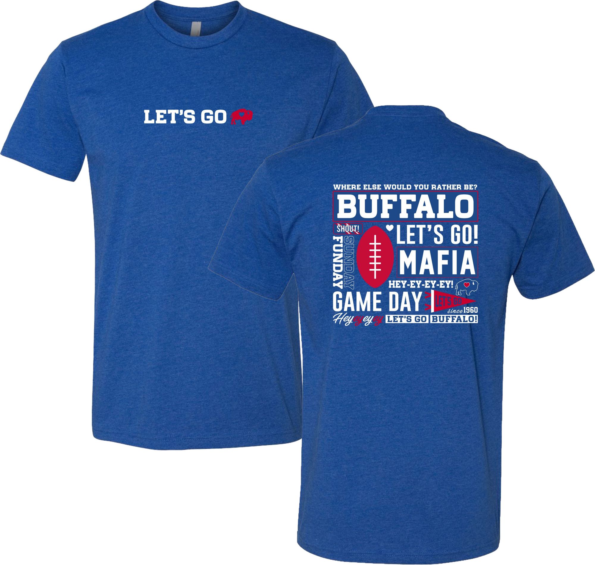 BuffaLove Adult Buffalo Royal Blue Mafia Collage T-Shirt