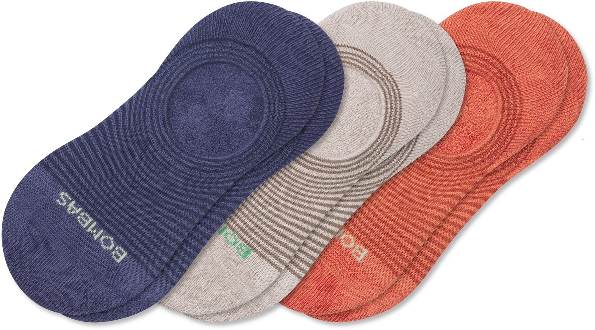 Bombas Adult Feedstripe Cushioned No Show Socks - 3 Pack