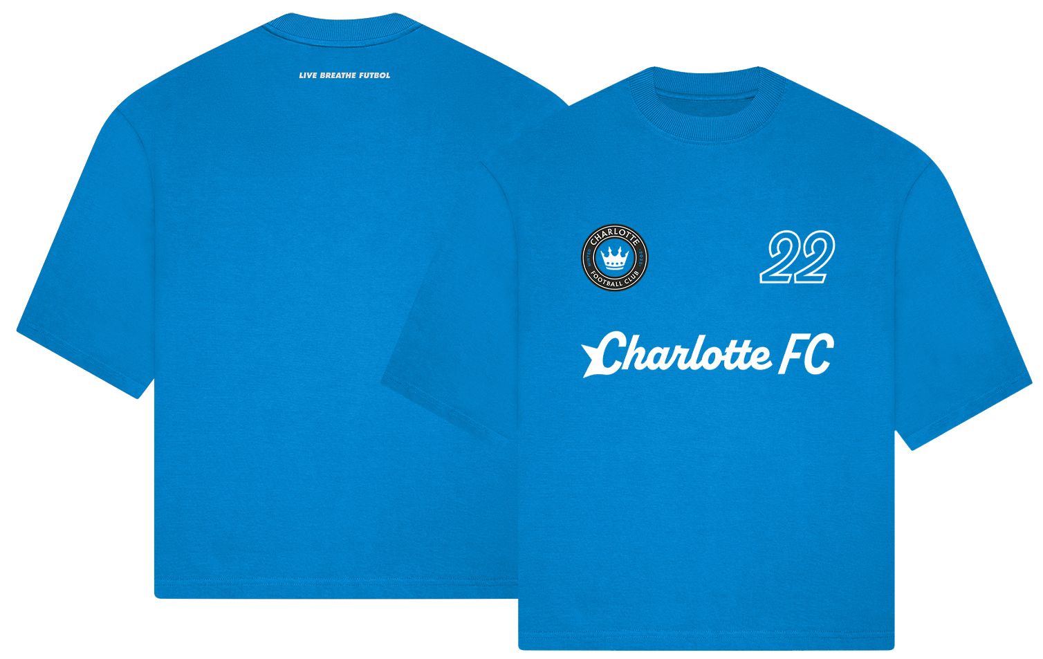 Live Breathe Futbol Adult Charlotte FC Light Blue 2026 Sponsor Home T-Shirt