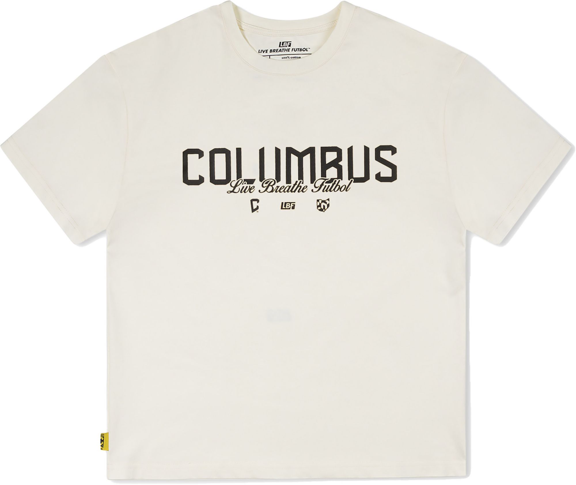 Live Breathe Futbol Men's Columbus Crew White Script T-Shirt