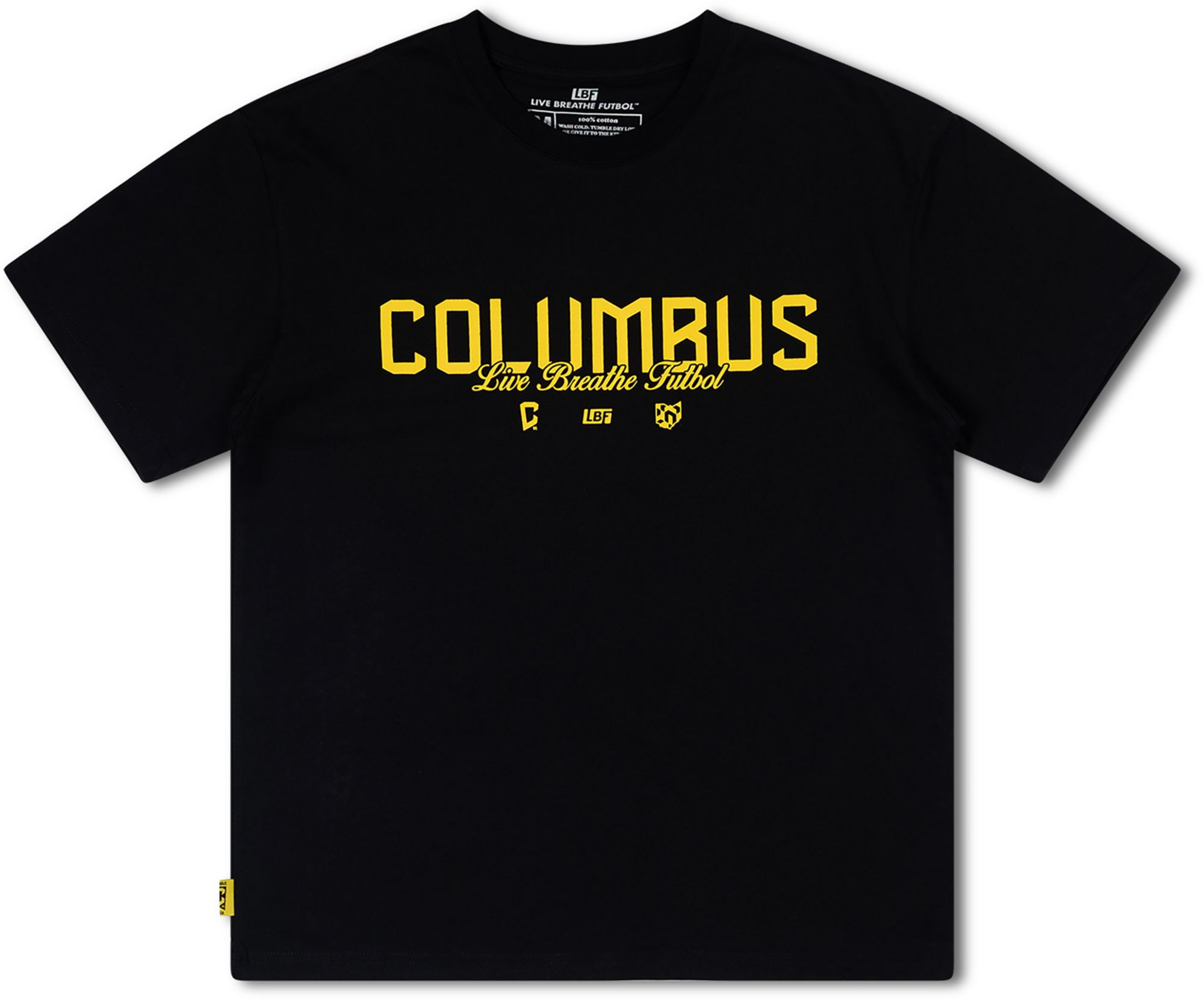Live Breathe Futbol Men's Columbus Crew Black Script T-Shirt