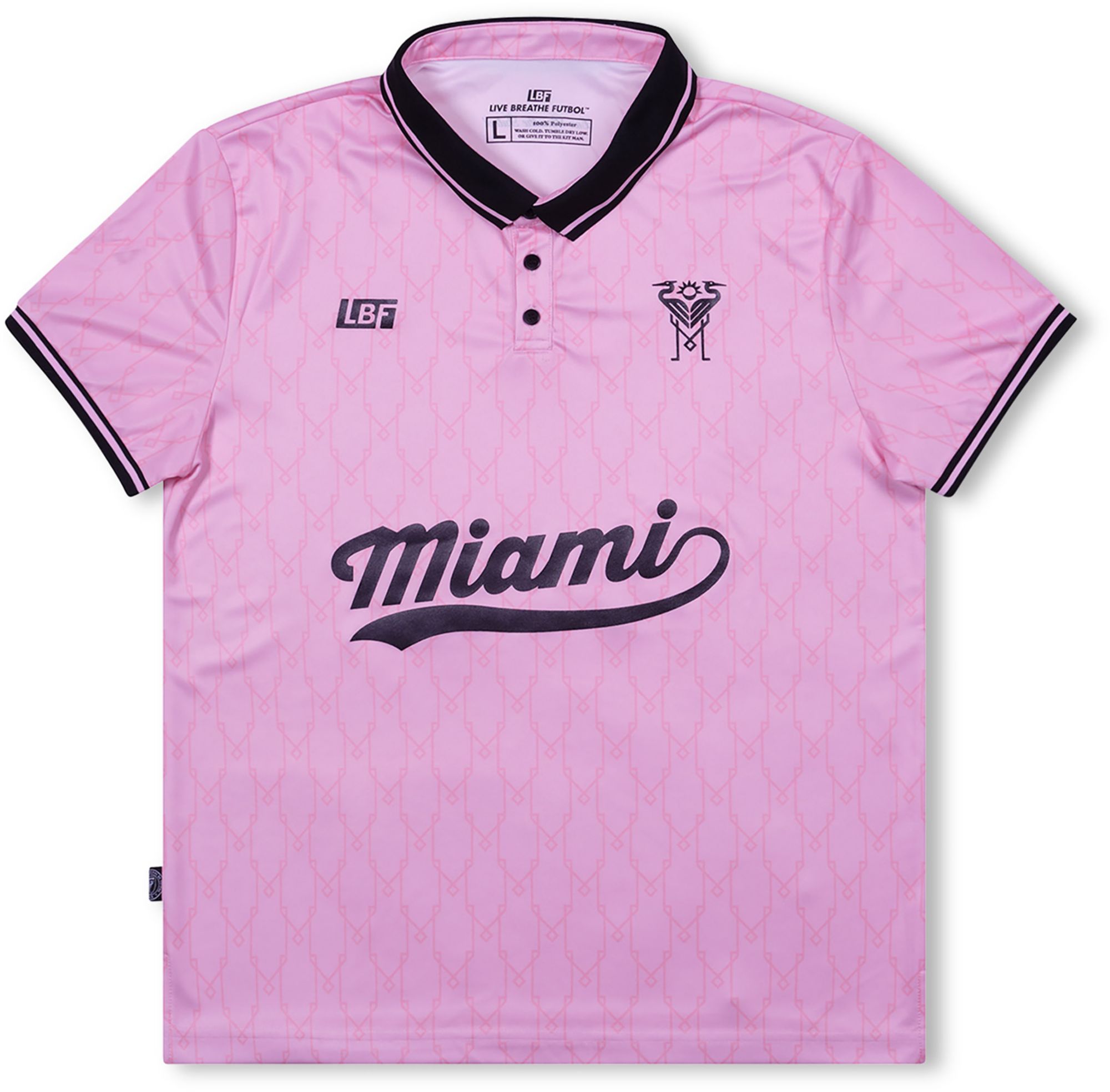 Live Breathe Futbol Men's Inter Miami CF Pink Script Polo