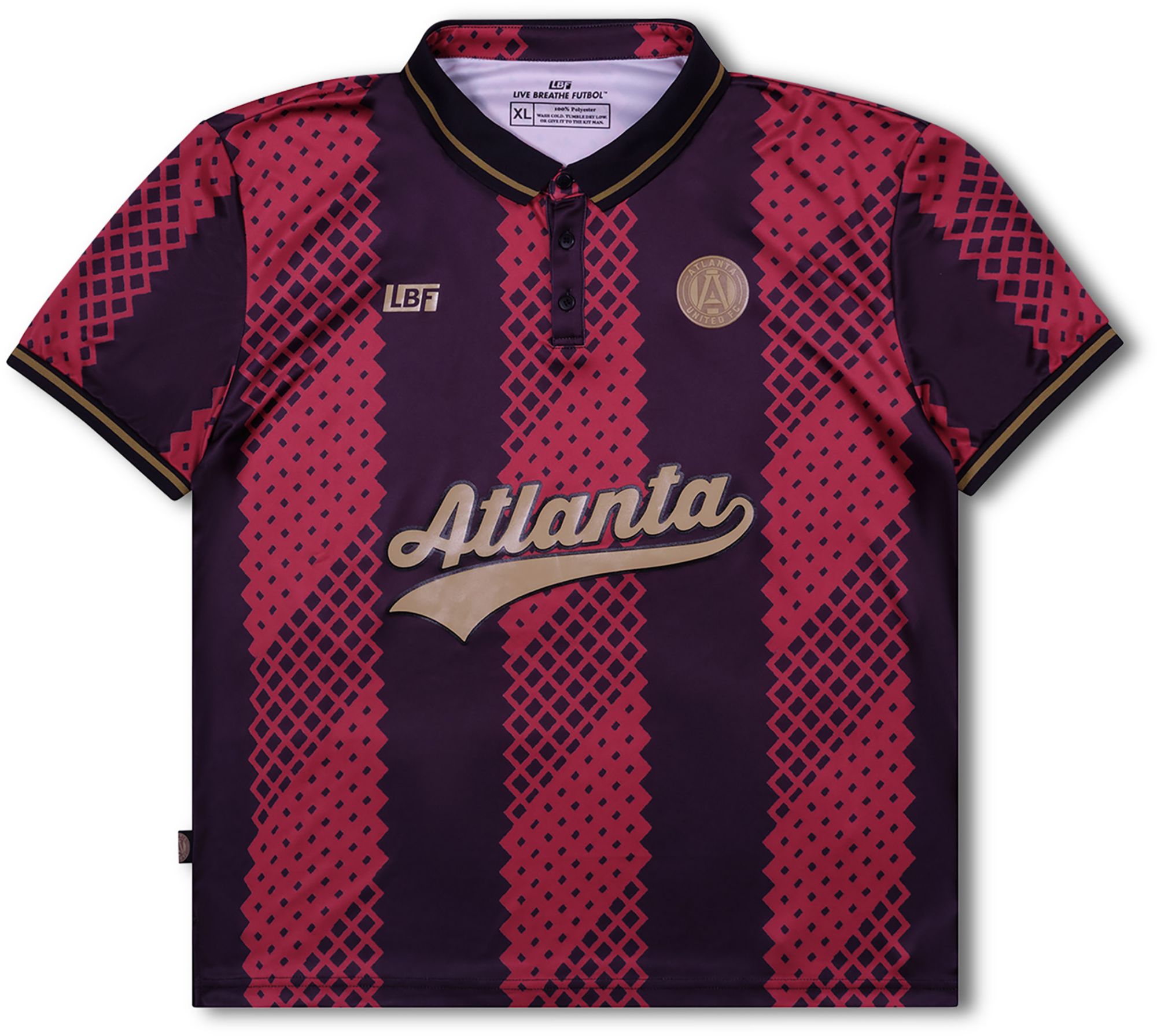 Live Breathe Futbol Men's Atlanta United Black Graphic Polo
